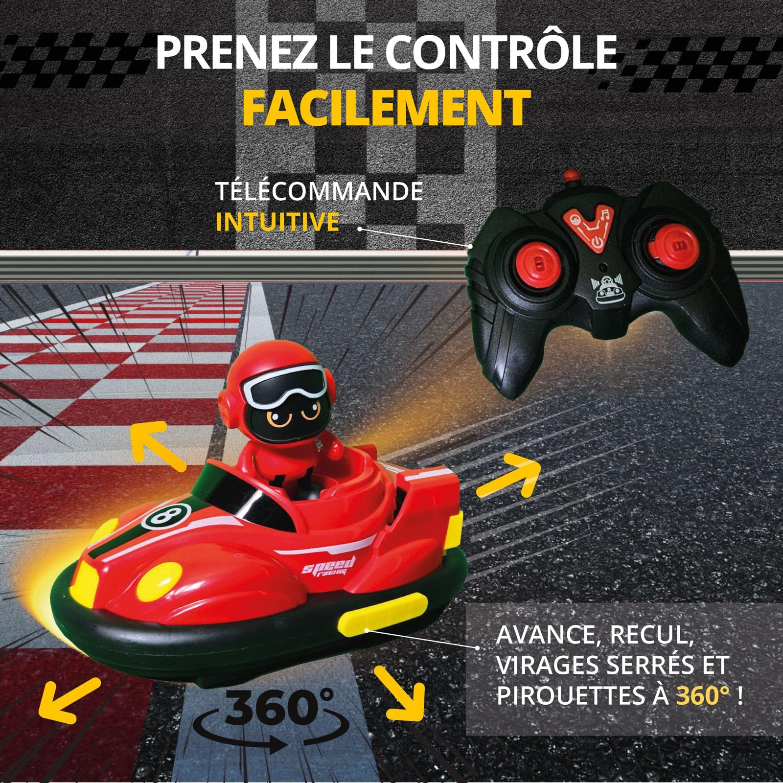 Ze Racer – Voitures Auto-tamponneuses Télécommandées – Drift Multijoueur – Bumper Cars – Collisions – Dès 4 Ans