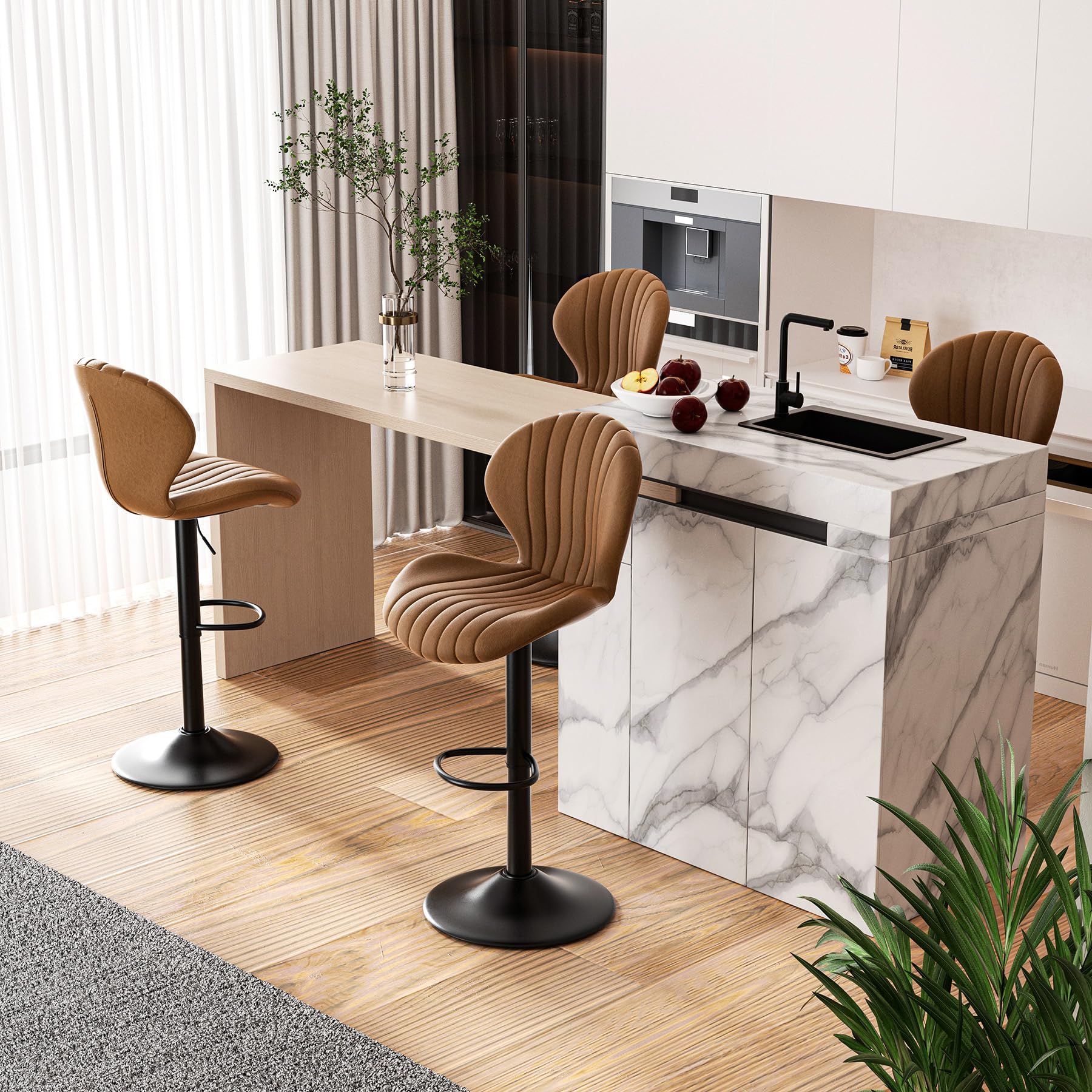 COLAMY Barhocker 4er Set Mit Rückenlehne - Höhenverstellbar 61-81,5cm & 360° Drehbar