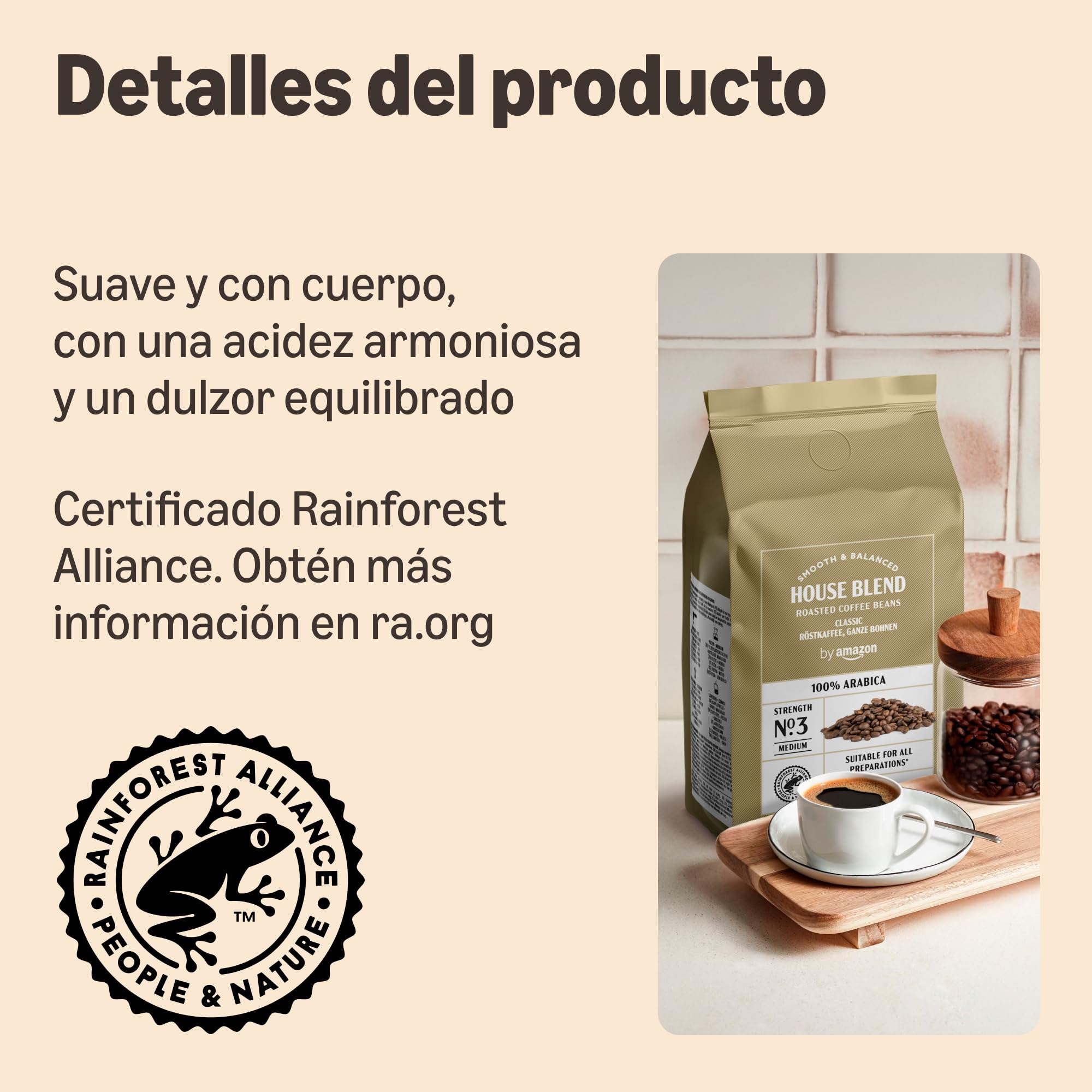 Café En Grano Natural Classico, tueste medio, Puro arabica, certificado Rainforest Alliance, 1 kg (Paquete de 2)
