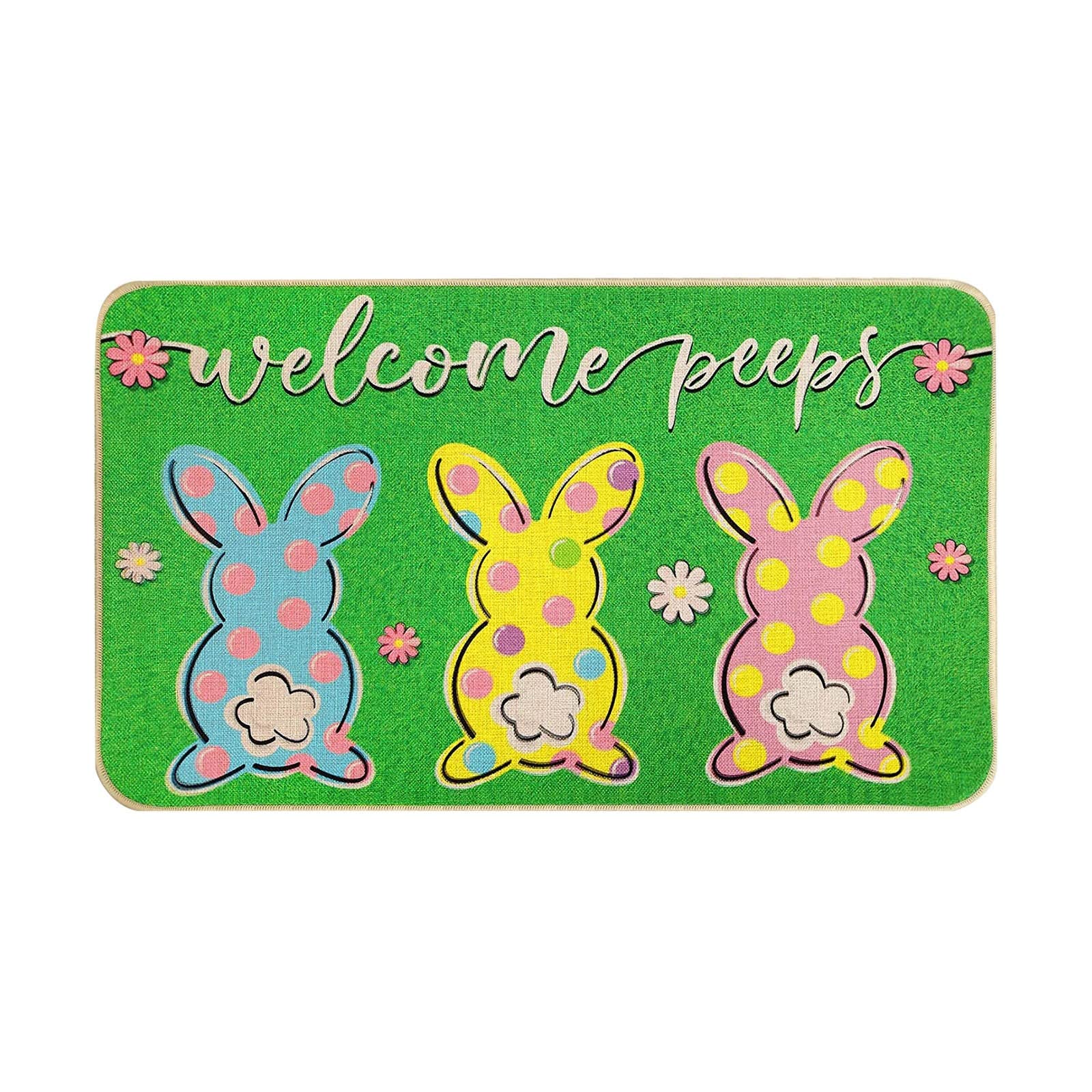 PANGHUBO1PCS Easter Decoration Doormat Easter Bunny Mats Farmhouse Happy Doormat Doormat Slip Indoor Floor Mat Entrance Rug Holiday Mat Non Slip Visual Doorm Living Room Rugs 6x9 (B, One Size)