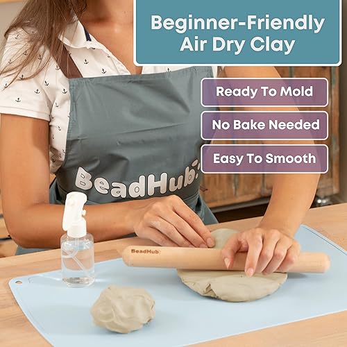 Miniatura 4 de Kit de cerámica de arcilla seca al aire para adultos principiantes, kit de iniciación con arcilla de modelado de secado al aire de 4.4 libras,