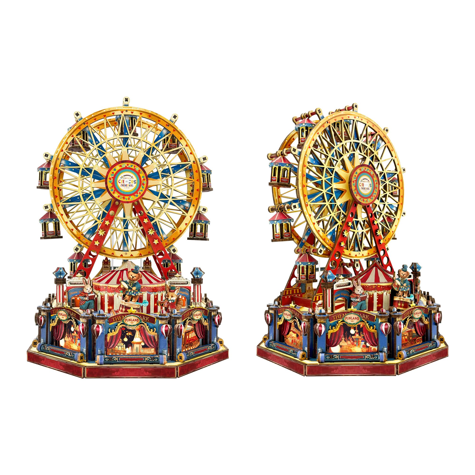 Jiavalis Century Ferris Wheel DIY Book Nook Kit 3D Wooden puzzle Adults