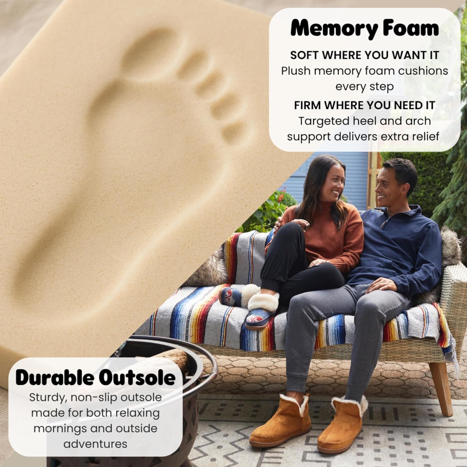 Dearfoams Men's Memory Foam Indoor House Slippers Brixen Ankle Boot House Shoes - Gifts for Men - Image 3