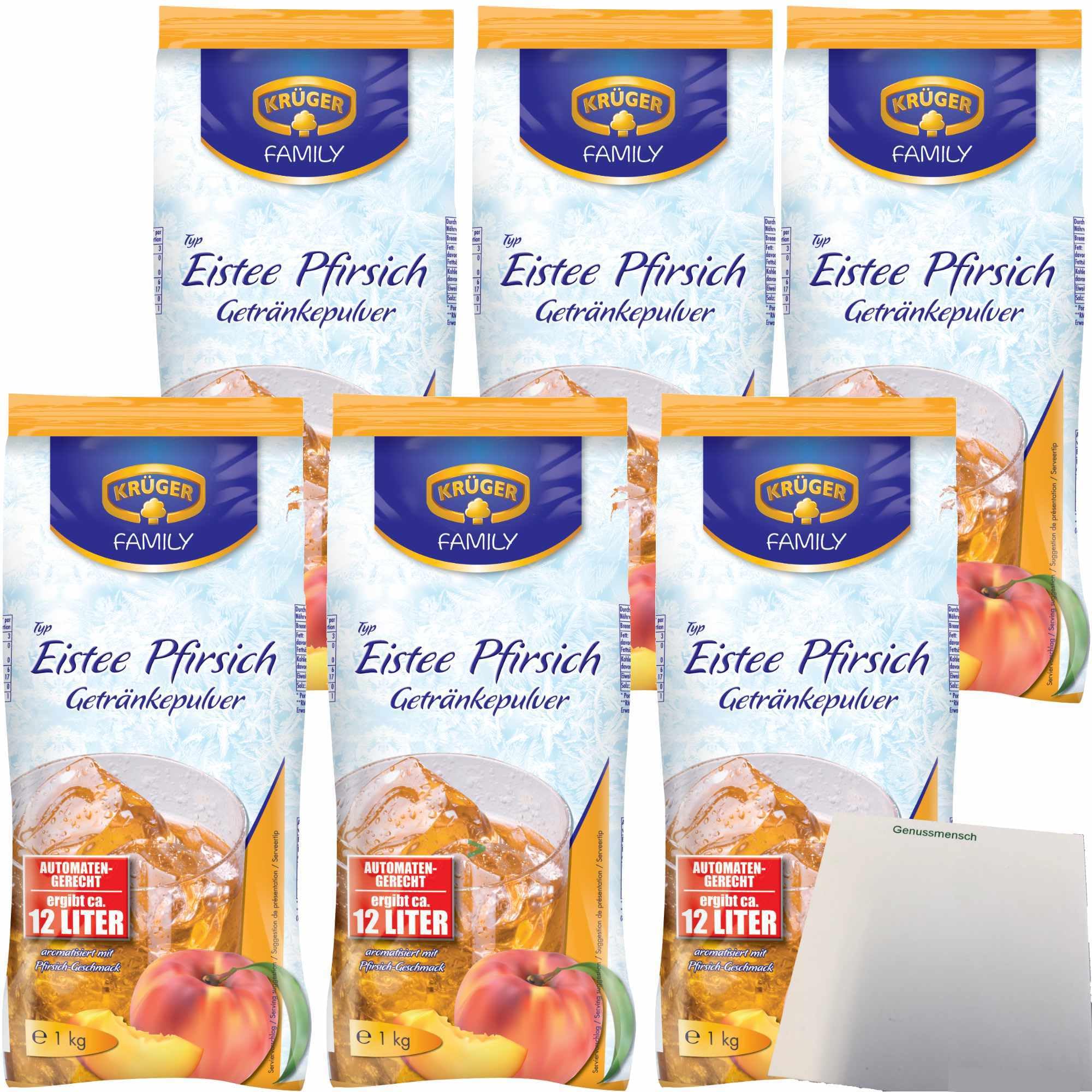 Krüger Eistee Pfirsich Getränkepulver 6er Pack (6x1kg Beutel) + usy Block