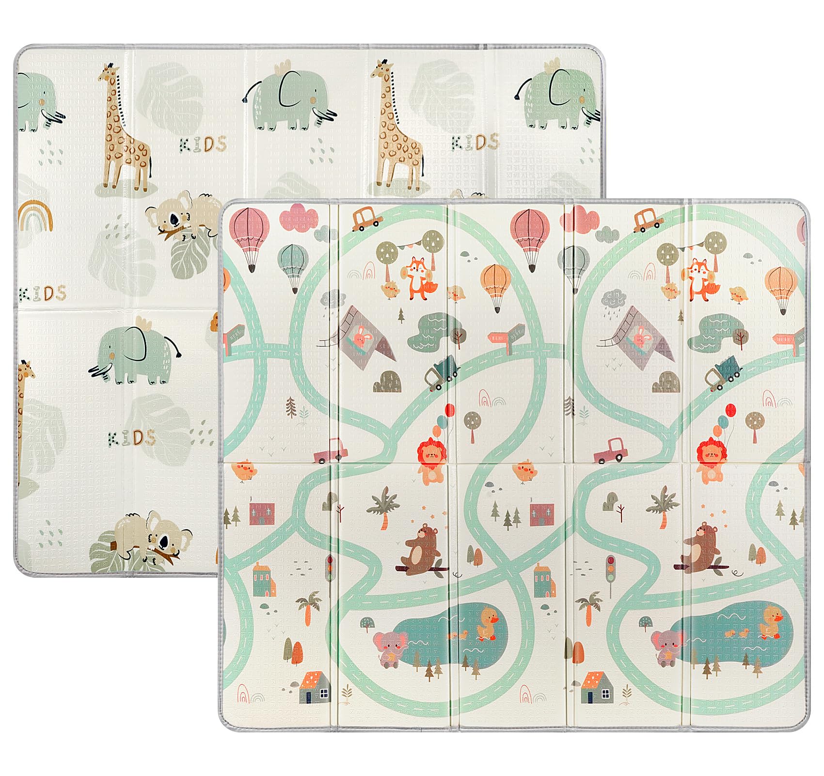 Truevaste Baby Krabbelmatte 180x200cm, XXL Spielmatte 1cm Dick Schadstofffrei XPE-Schaum Weich Isolierend, rutschfest, Wasserdicht, Faltbar mit Tragetasche für Babys & Kleinkinder Zuhause & Unterwegs