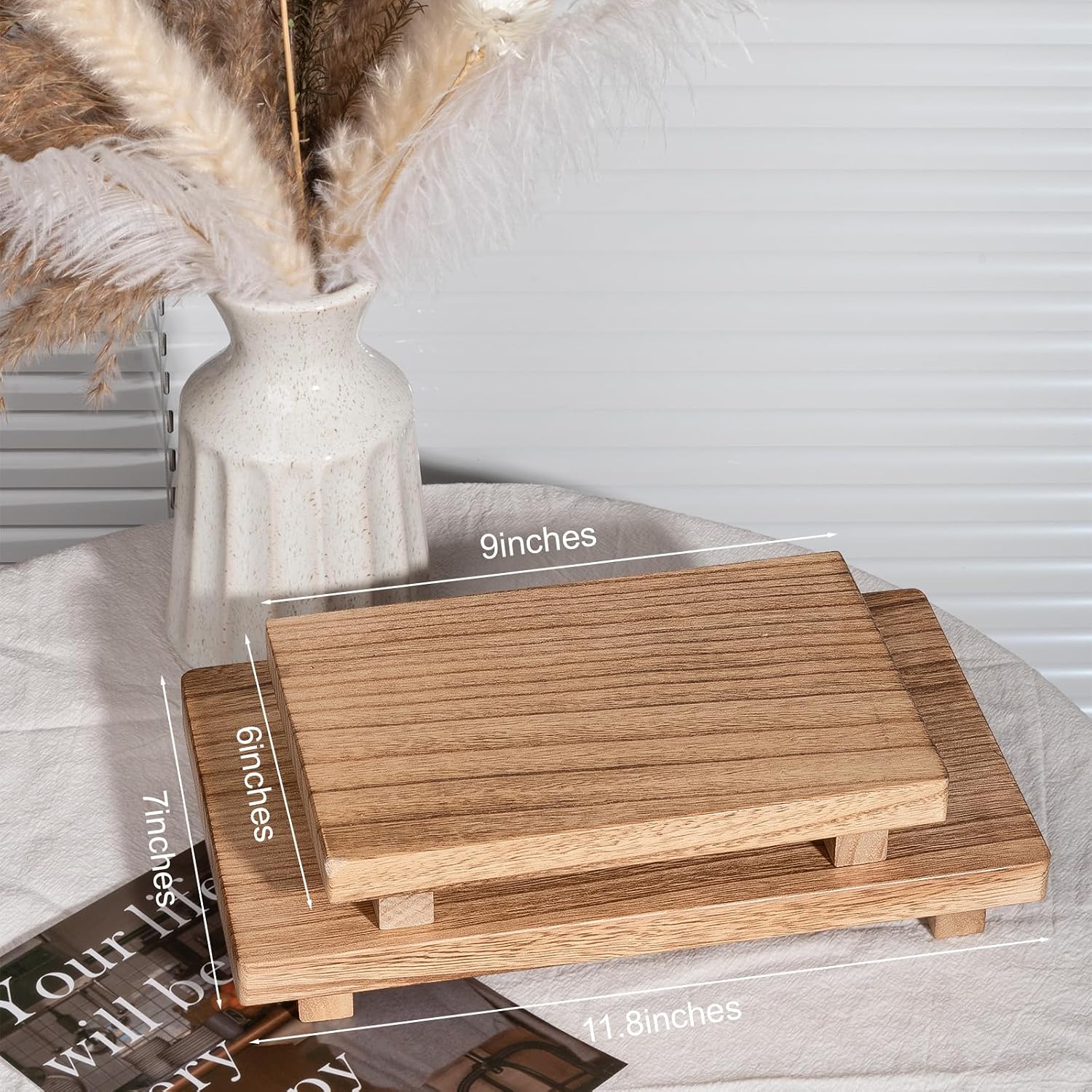 Wood Bathroom Tray Farmhouse Decor Kitchen Soap Holder, 11.8"x7" Brown image 3