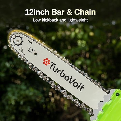 Miniatura 6 de Motosierra inalámbrica de 12 pulgadas, motosierra eléctrica a batería de 20 V con motor sin escobillas, batería de 4 Ah y cargador, engrasador