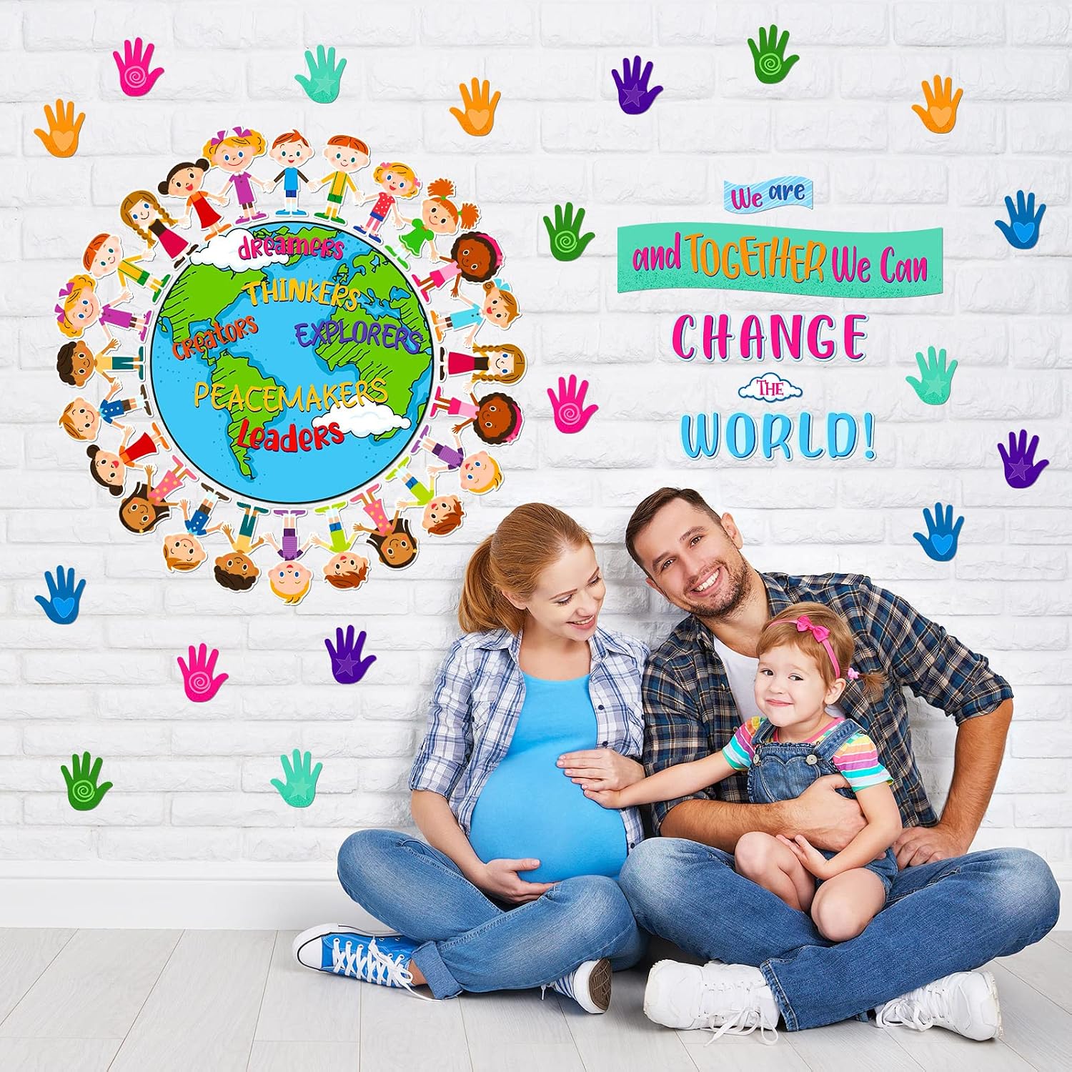 Tinlade 67 Pcs One World Together We are and Together We Can Change The World Back to School Classroom Bulletin Board Cutouts Decorations for Classroom School Party Supplies Wall Blackboard Decor