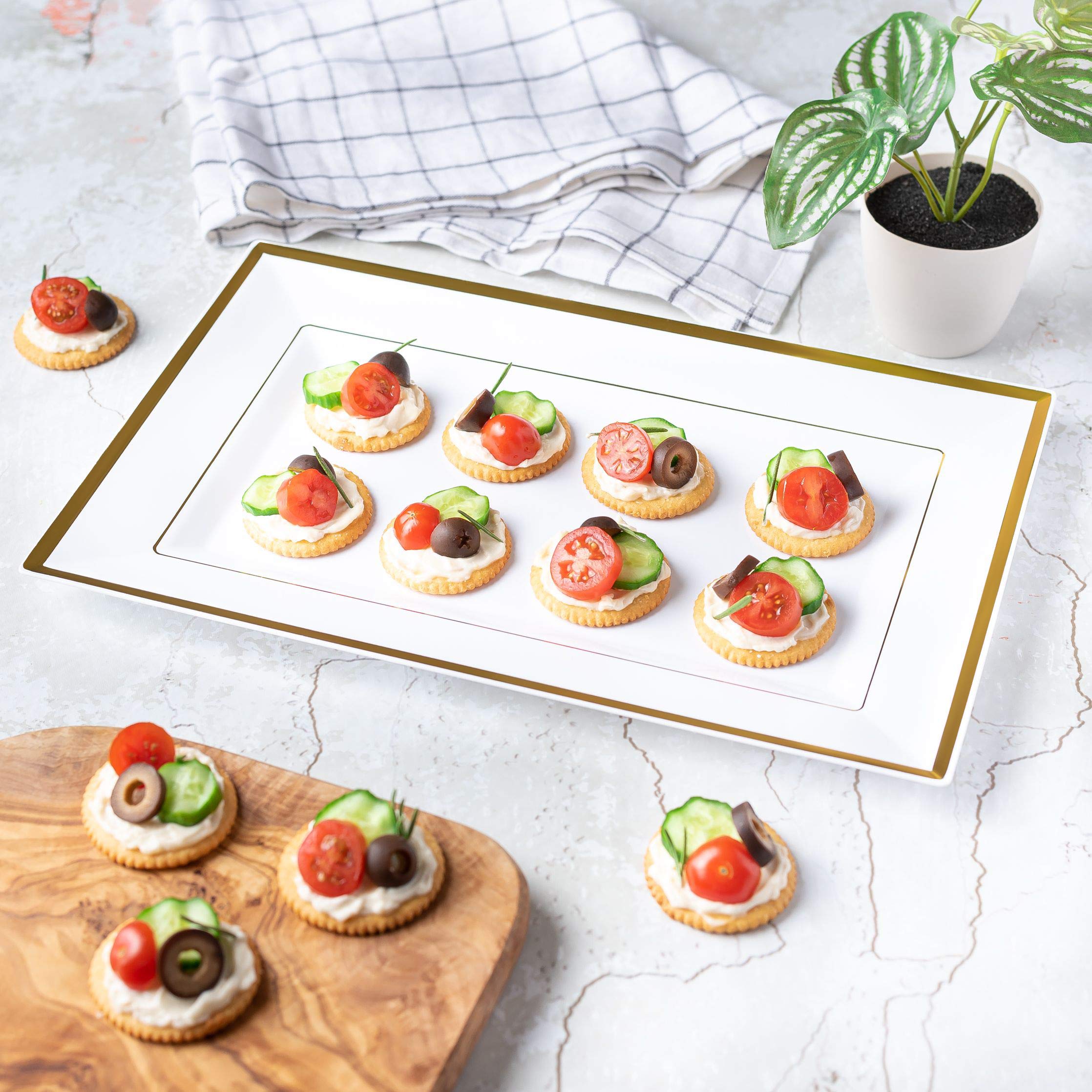 Mint Living Elegant Plastic Serving Tray & Platter Set (6pk) White