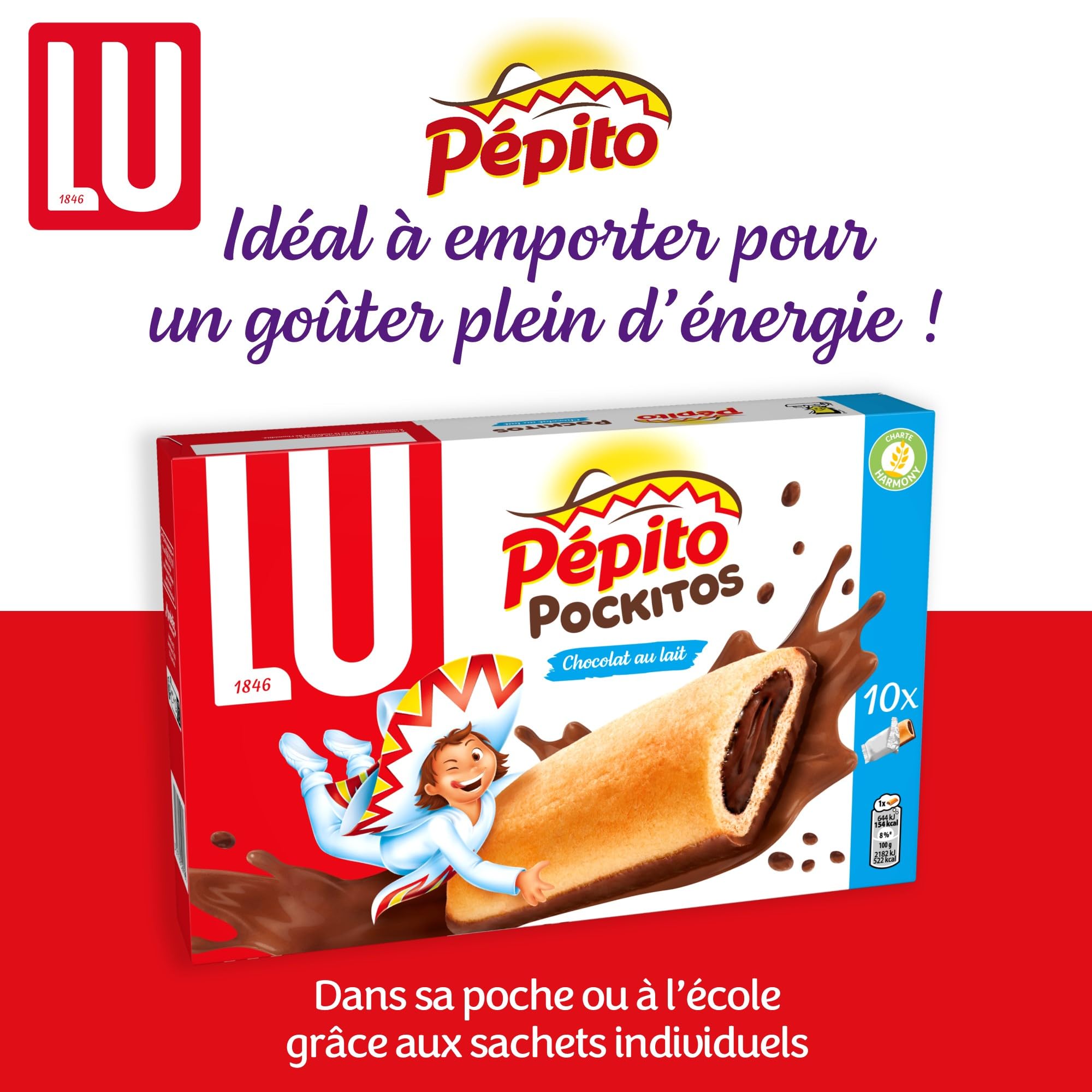 Lu Pépito Pockitos - Biscuits Croustillants Fourrés Chocolat - 10x295g