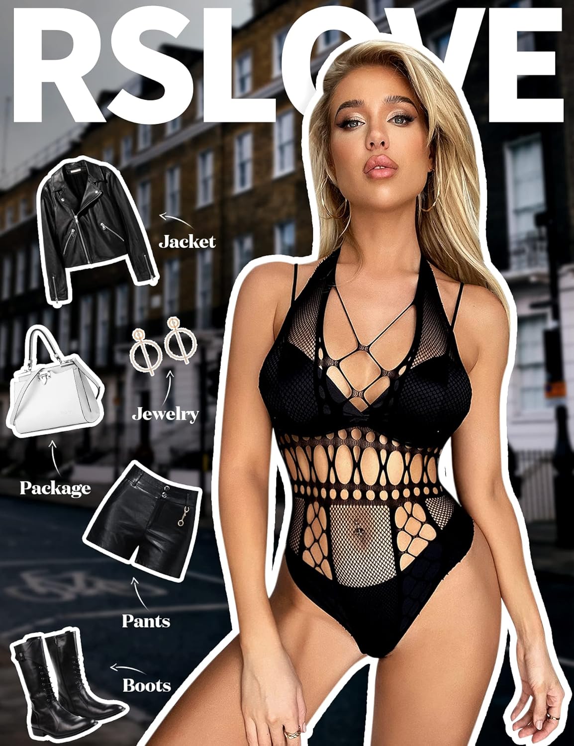 RSLOVE Lingerie for Women Sexy Lace Bodysuit Fishnet Teddy One Piece Deep V Mesh Babydoll - Image 4