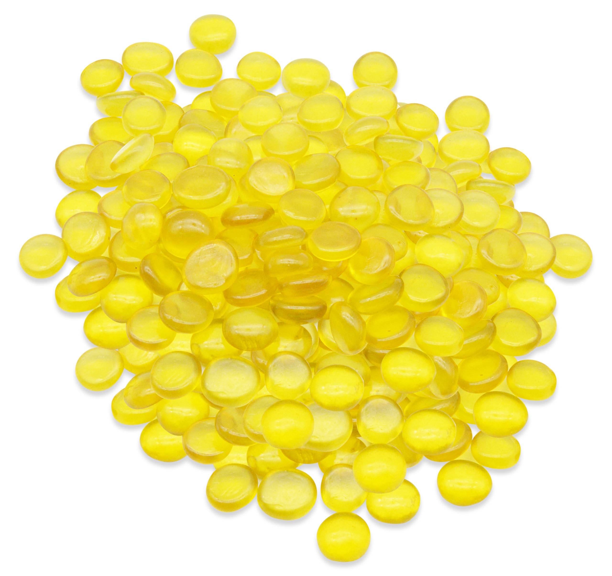 ARSUK Glass Pebbles for Aquariums, Vases & Plant Pots – Decorative Polished Stones – Colorful Gems for Crafts & Home Décor – Non-Toxic, Safe for Fish & Plants (0.455Kg, Yellow Pebbles)