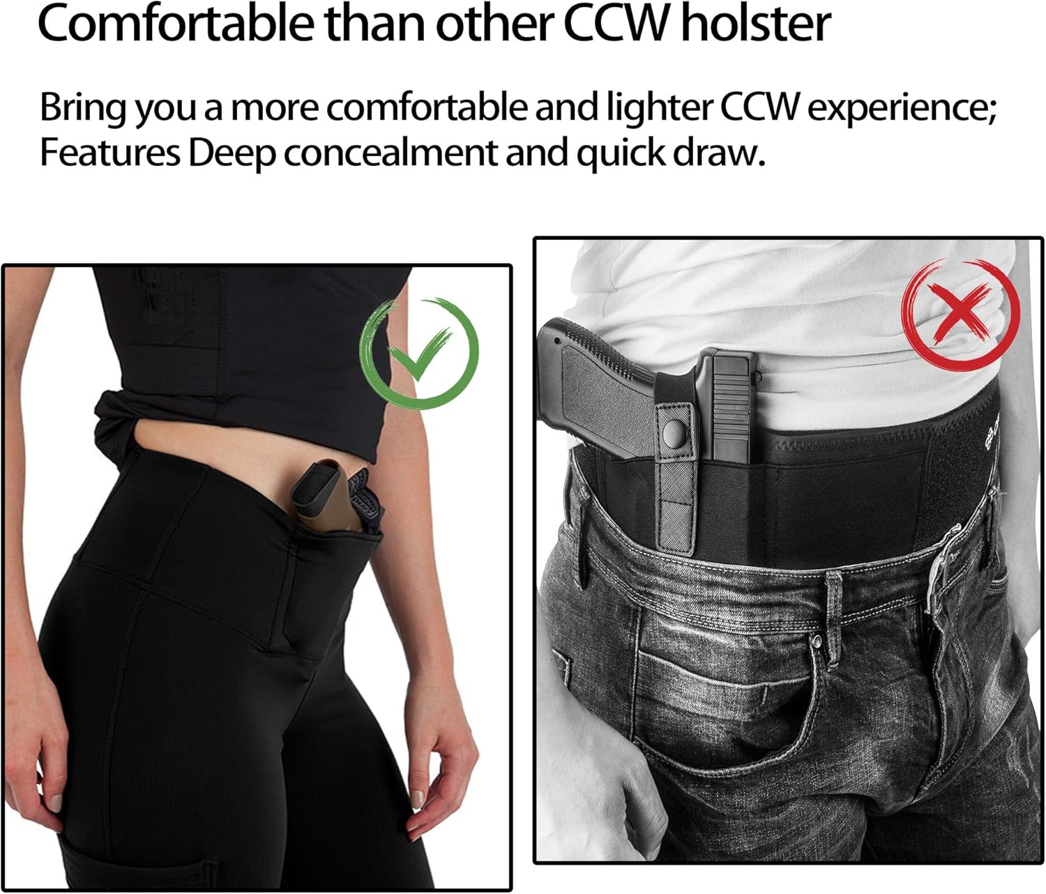 Lilcreek Women's Concealed Carry Leggings Gun Holster with Side Pockets,Concealment Compression Universal Yoga Pants