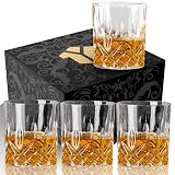 OPAYLY Whiskey Glasses Set of 4, Rocks Glasses, 10 oz Old Fashioned Tumblers for Drinking Scotch Bourbon Whisky Cocktail Cognac Vodka Gin Tequila Rum Liquor Rye Gift for Men Women at Home Bar 4 Count (Pack of 1)