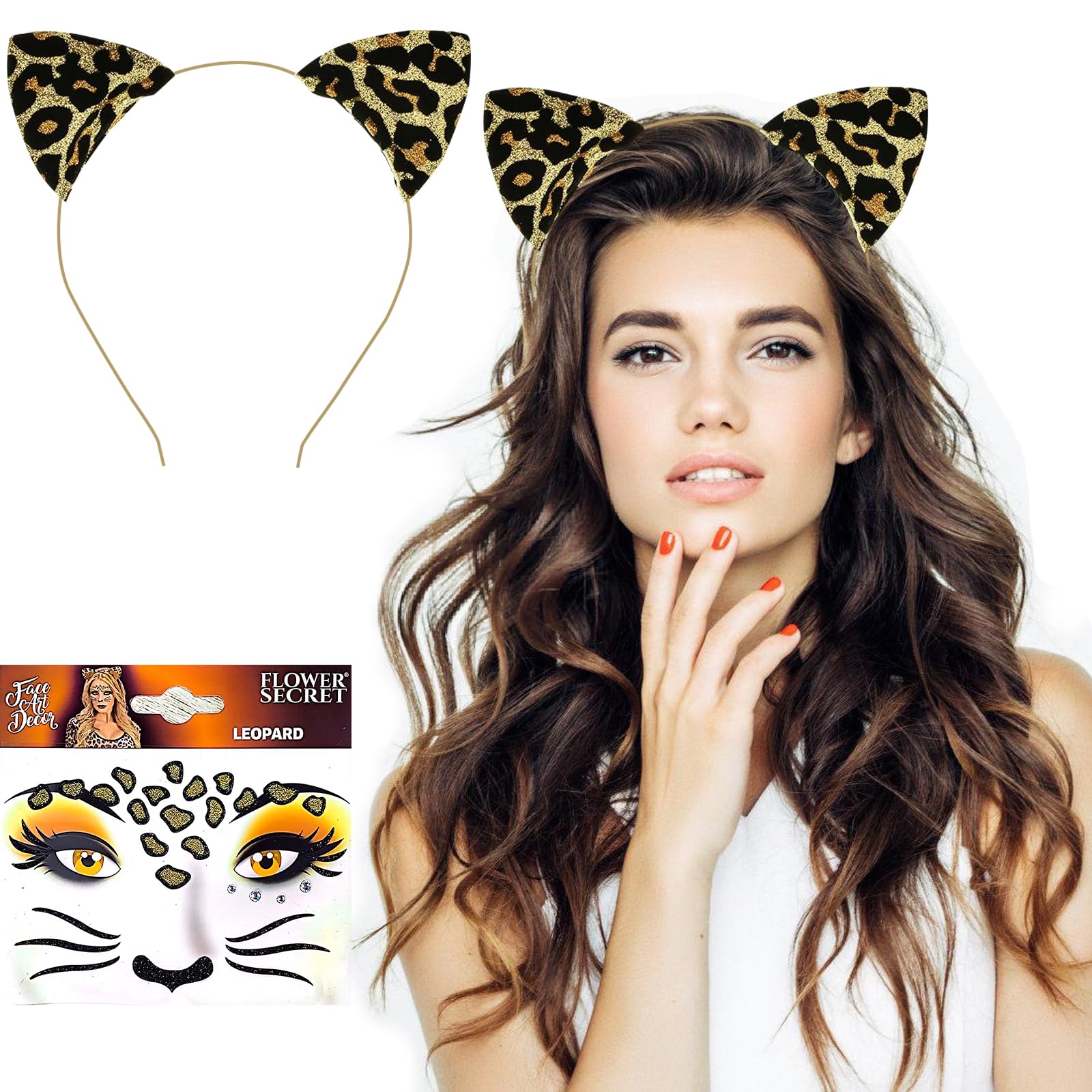 Spooktacular Creations Ensemble de 4 costumes de chat avec tutu, bandeau léopard, nœud papillon guépard, queue pour filles, femmes, accessoire de Spooktacular Creations Ensemble de 4 costumes de chat avec tutu, bandeau léopard, nœud papillon guépard, queue pour filles, femmes, accessoire de