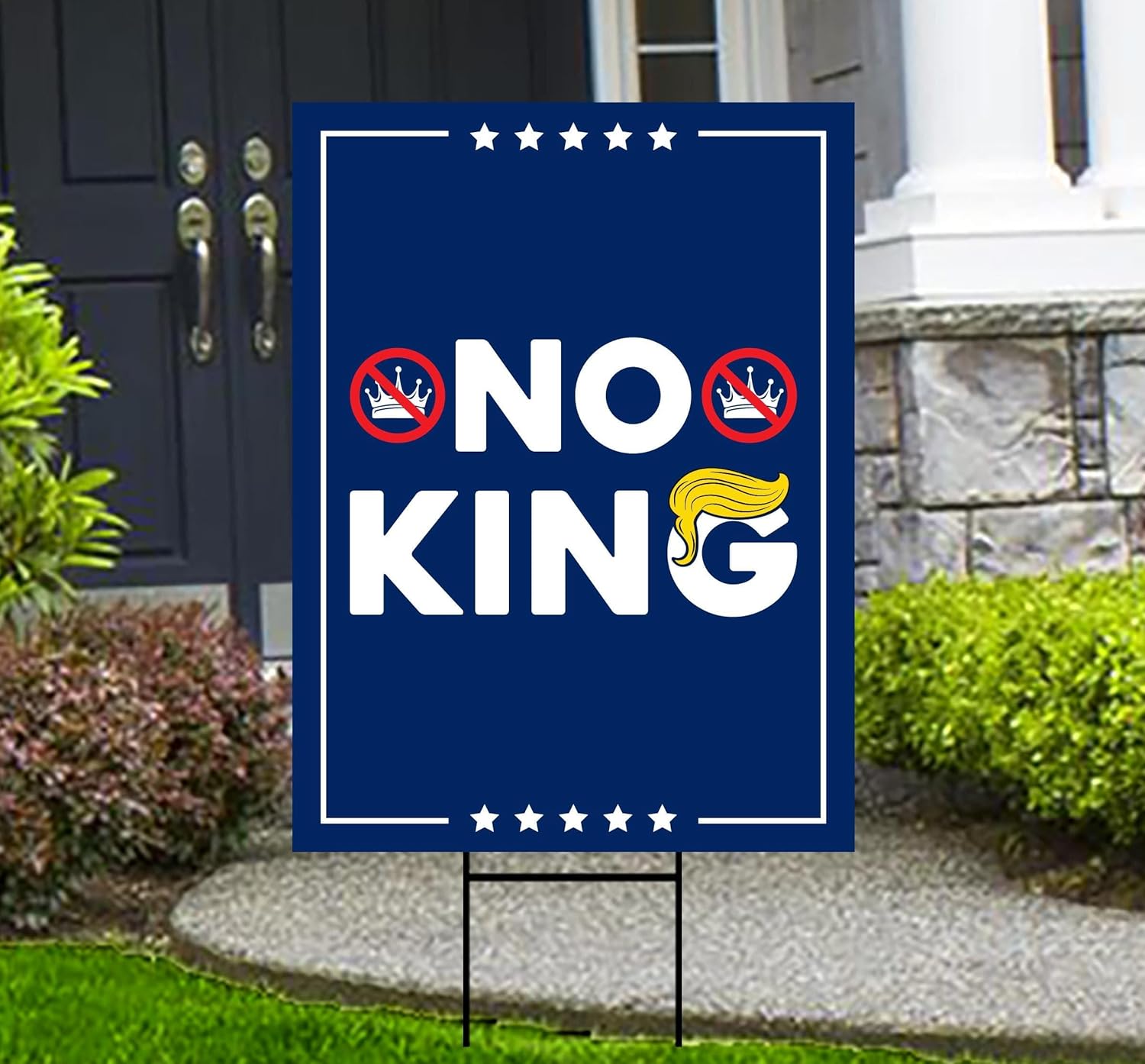 No Kings In America Yard Sign - Resist Hate Lawn Sign, Anti-Trump Sign, Resist Racism, Resist Fascism Yard Sign with Metal H-Stake (Multicolor, 18" x 12", Double Sided)