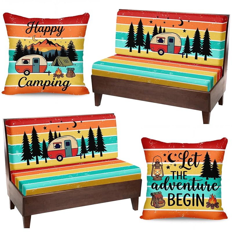 Conjunto de capas para almofadas de banco de motorhome Britimes, estampa Brilliant Sunset, 6 peças