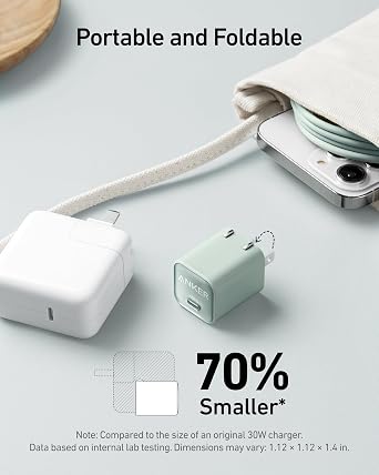 Anker Nano Charger, USB C GaN Charger 30W, PIQ 3.0 Foldable PPS Fast Charger, USB C Cable, Type-C Charging Cord Fast Charge(10FT,100W)