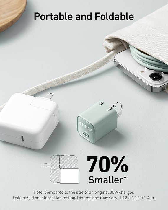 Anker Nano Charger, USB C GaN Charger 30W, PIQ 3.0 Foldable PPS Fast Charger, USB C Cable, Type-C Charging Cord Fast Charge(10FT,100W)