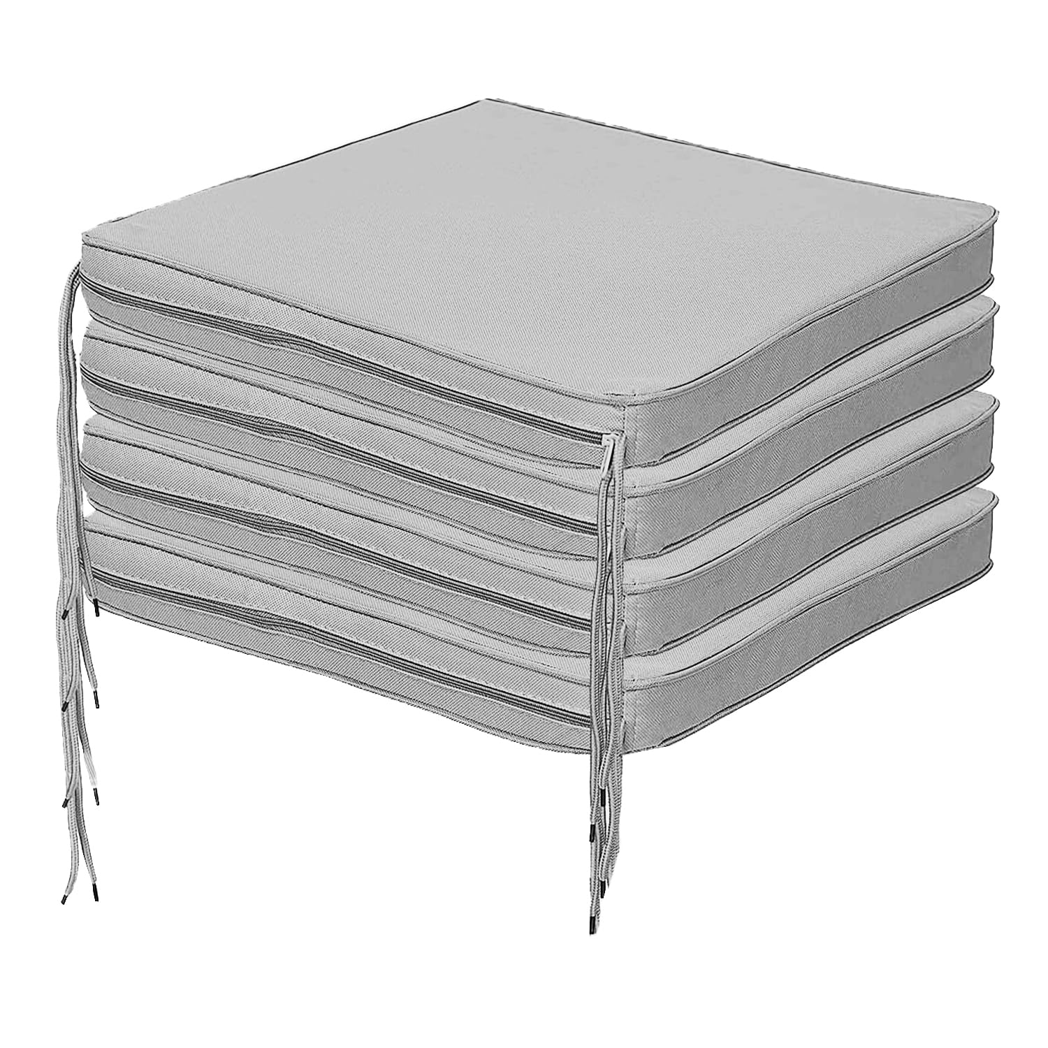 Pinkfairy Seat Pads Set of 6 for Dining Chairs, Grey Cushion with Ties 40x40 cm Adjustable Kitchen, Office and Garden Chair Water Resistant Non Slip Comfortable Cushions