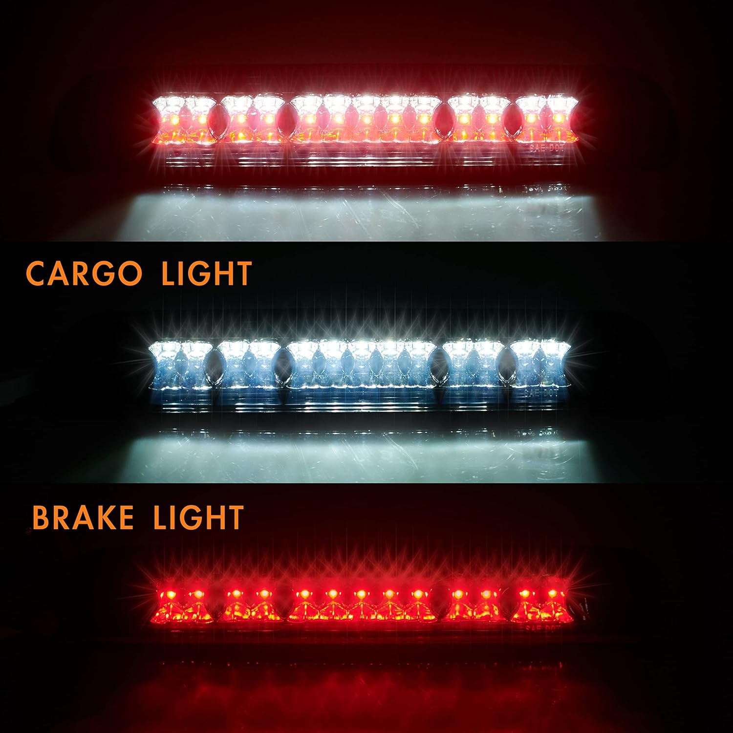 Third 3rd Brake Light, LED High Mount Stop Light Replacement for 2000 2001 2002 2003 2004 2005 2006 Toyota Tundra, Rear Center Cab Roof Tail Cargo Lamp, Smoke lens