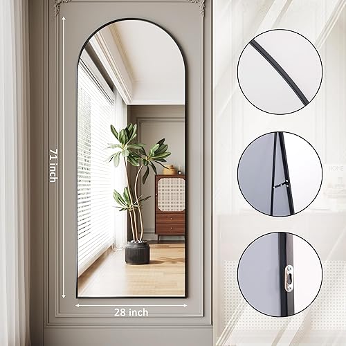 Miniatura 5 de 28"x71" Black Full Length Mirror,Nano Glass espejos Grandes para sala Elegantes, Floor Mirrors for Bedroom Full Length,Arched Floor Mirror