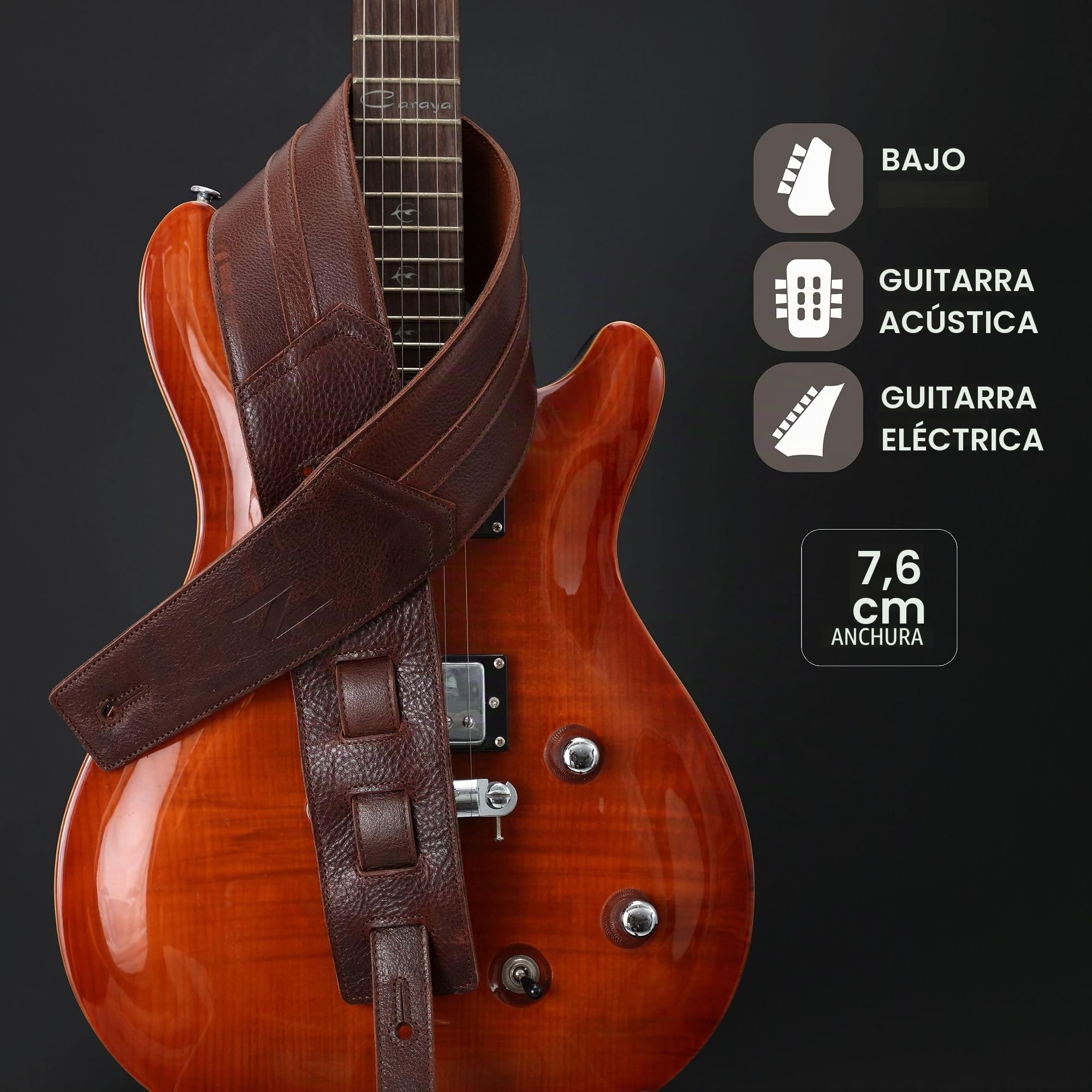 Nefelibata Correa de guitarra 3", con acolchado de espuma y bucle para guardar el cable, para bajo, guitarras eléctricas y acústicas
