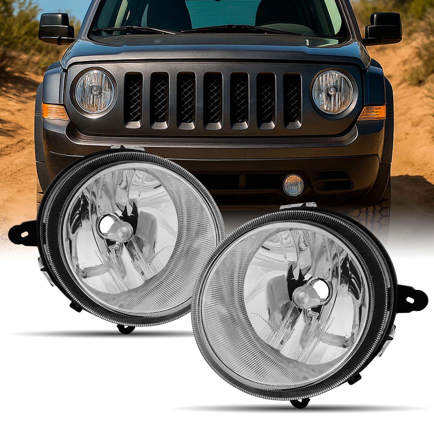 AKKON - For 2007-2017 Jeep Patriot | 07-10 Compass OE Style Premium Headlights Housing Right & Left - Chrome