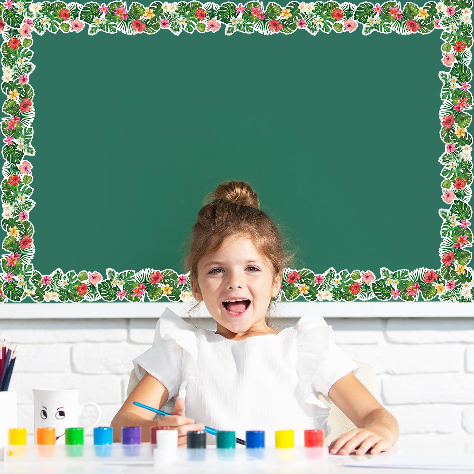 Whaline 32.8ft Smile Daisy Bulletin Board Borders Pink - View #7