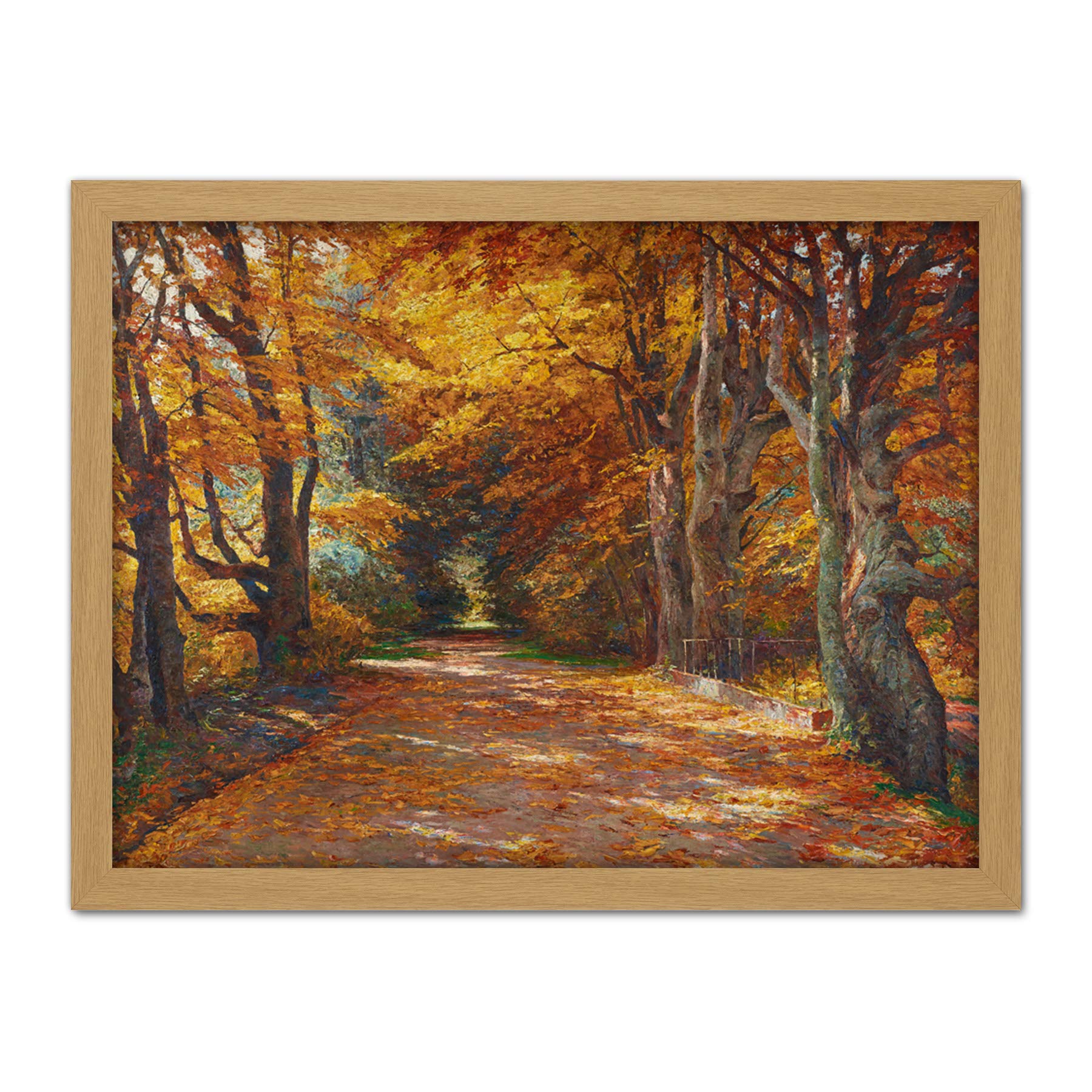 Artery8 Florian Praterallee Autumn Vienna Trees Painting Artwork Framed Wall Art Print 18X24 Inch