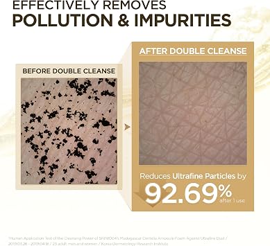 SKIN1004 Centella Double Cleansing Duo, Cleansing Oil 6.76 fl.oz & Ampoule Foam Cleanser 4.23 fl.oz, Korean Gentle Face Cleanser Gift Set, Makeup Remover with Madagascar Centella, Korean Skincare