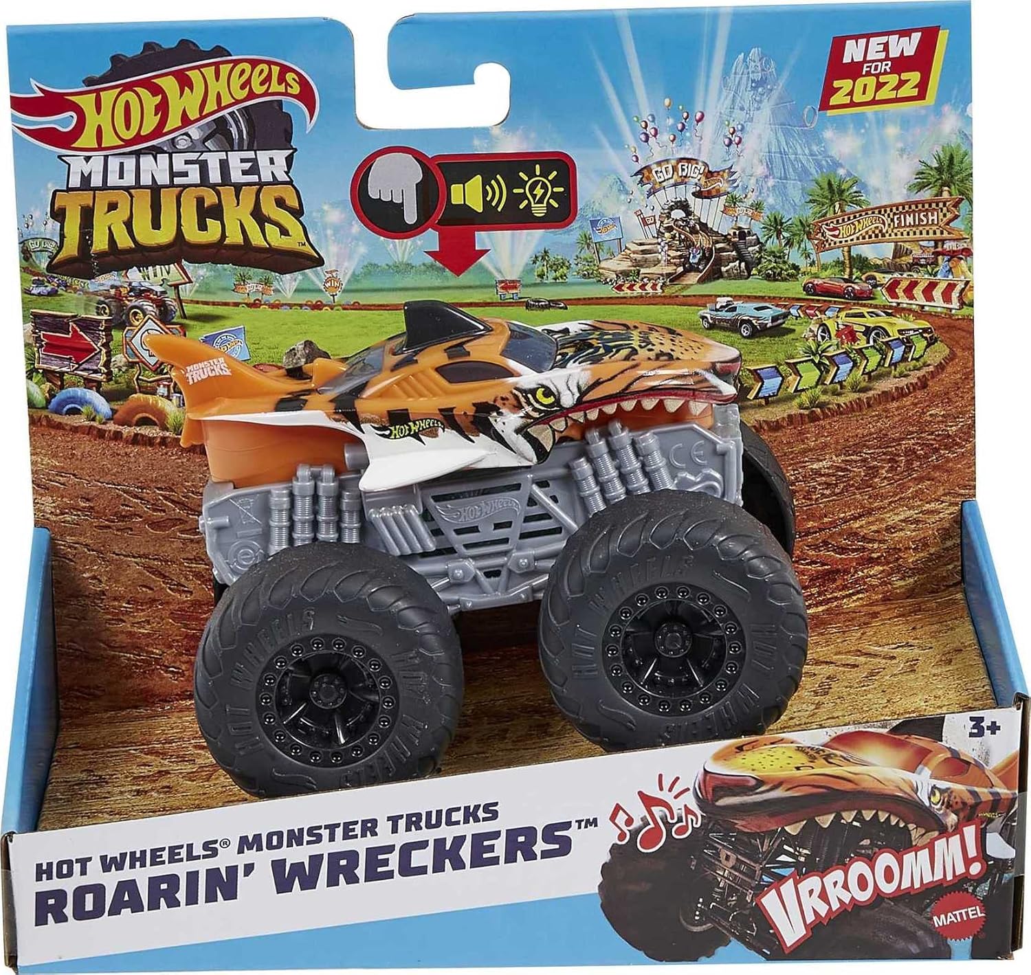 Hot Wheels Monster Trucks Roarin' Wreckers Tiger Shark packaging