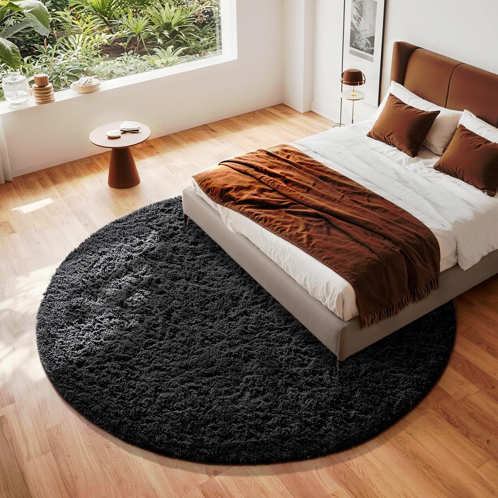Amazon.com: Ophanie Round Rug 8Ft Black Circle Area Rug, Room