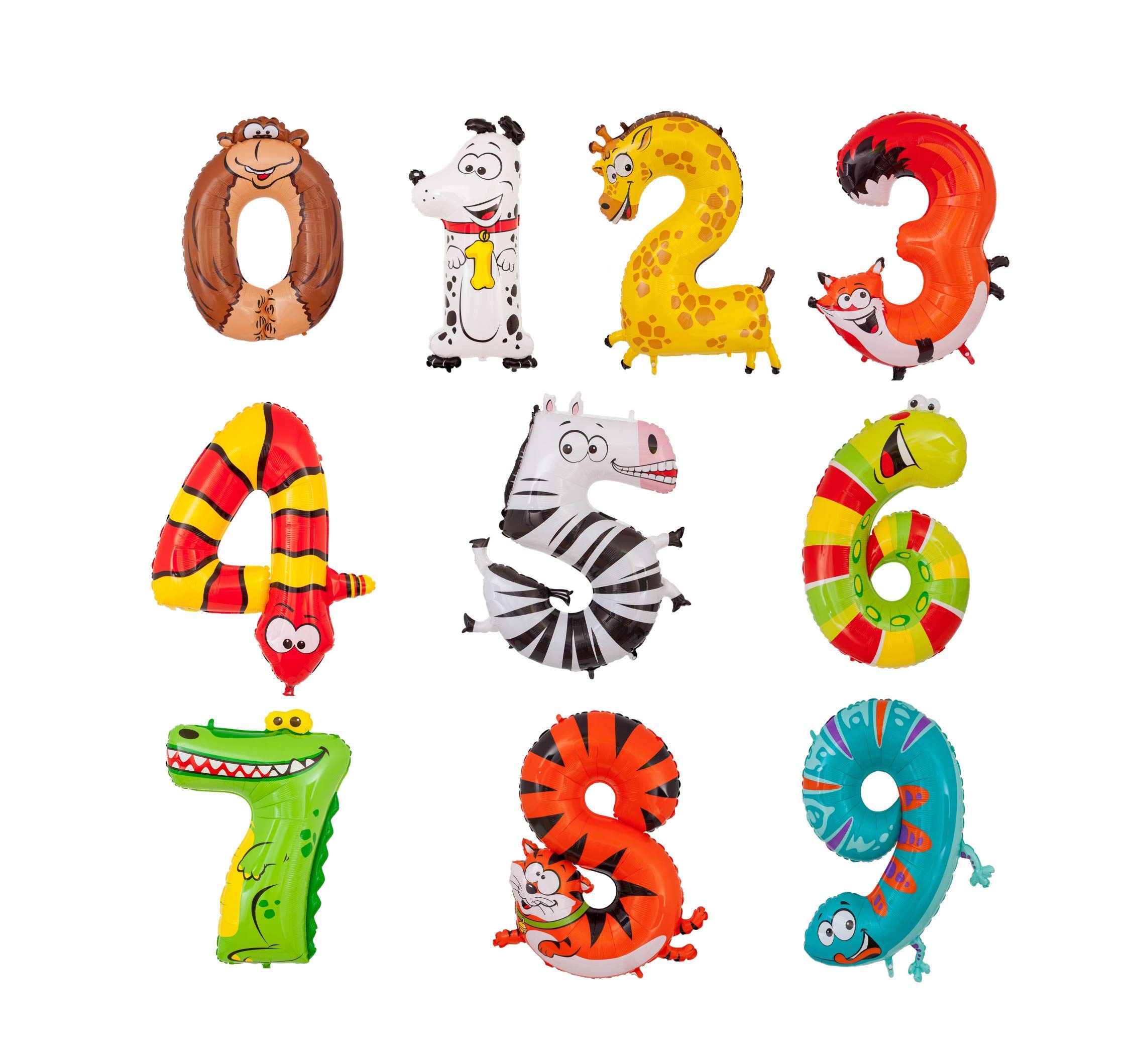 9er-Set Tier-Folienballons Für Dschungel-Party: Elefant, Panda, Löwe & Mehr – Bunte Dekoration Für Kindergeburtstag & Feiern