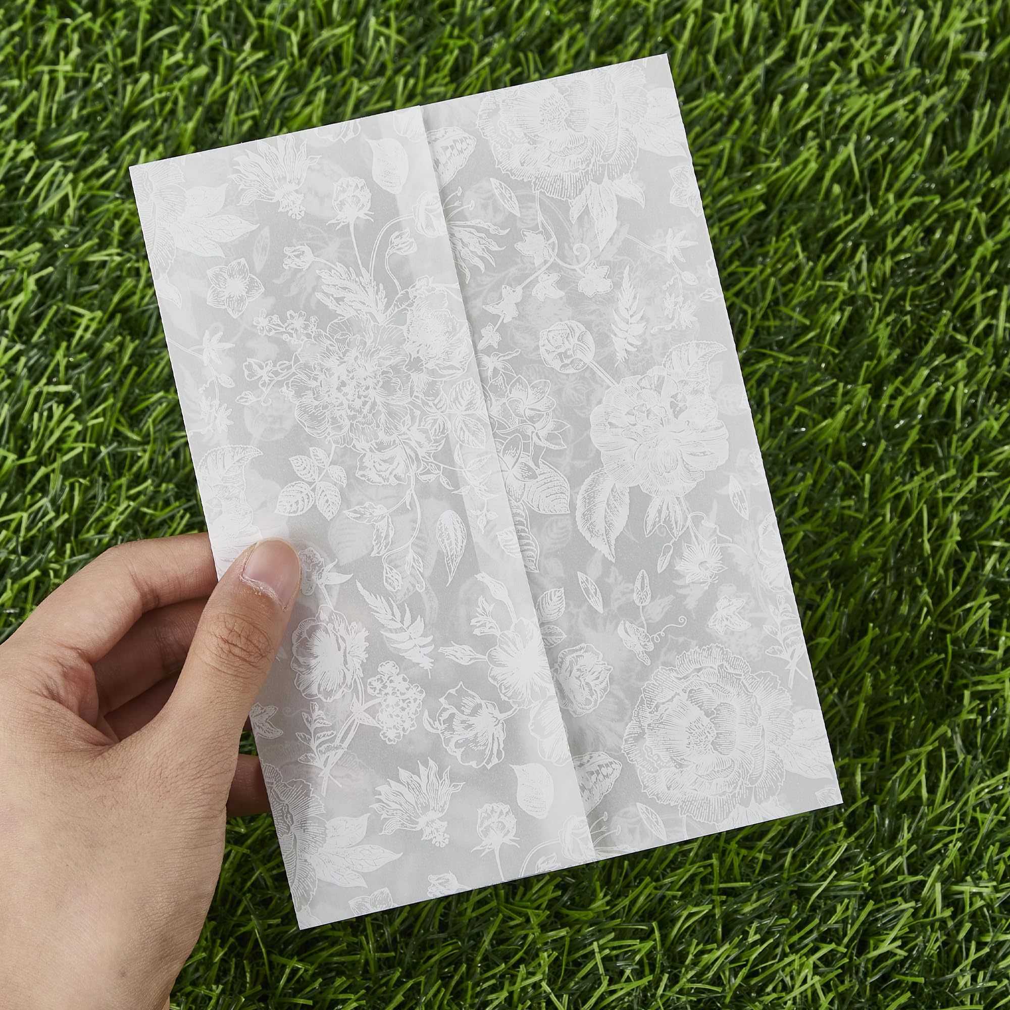 Lot de 100 vestes d'invitation en vélin pré-pliées pour invitations de 12,7 x 17,8 cm, en vélin transparent, translucides, prêtes à assembler