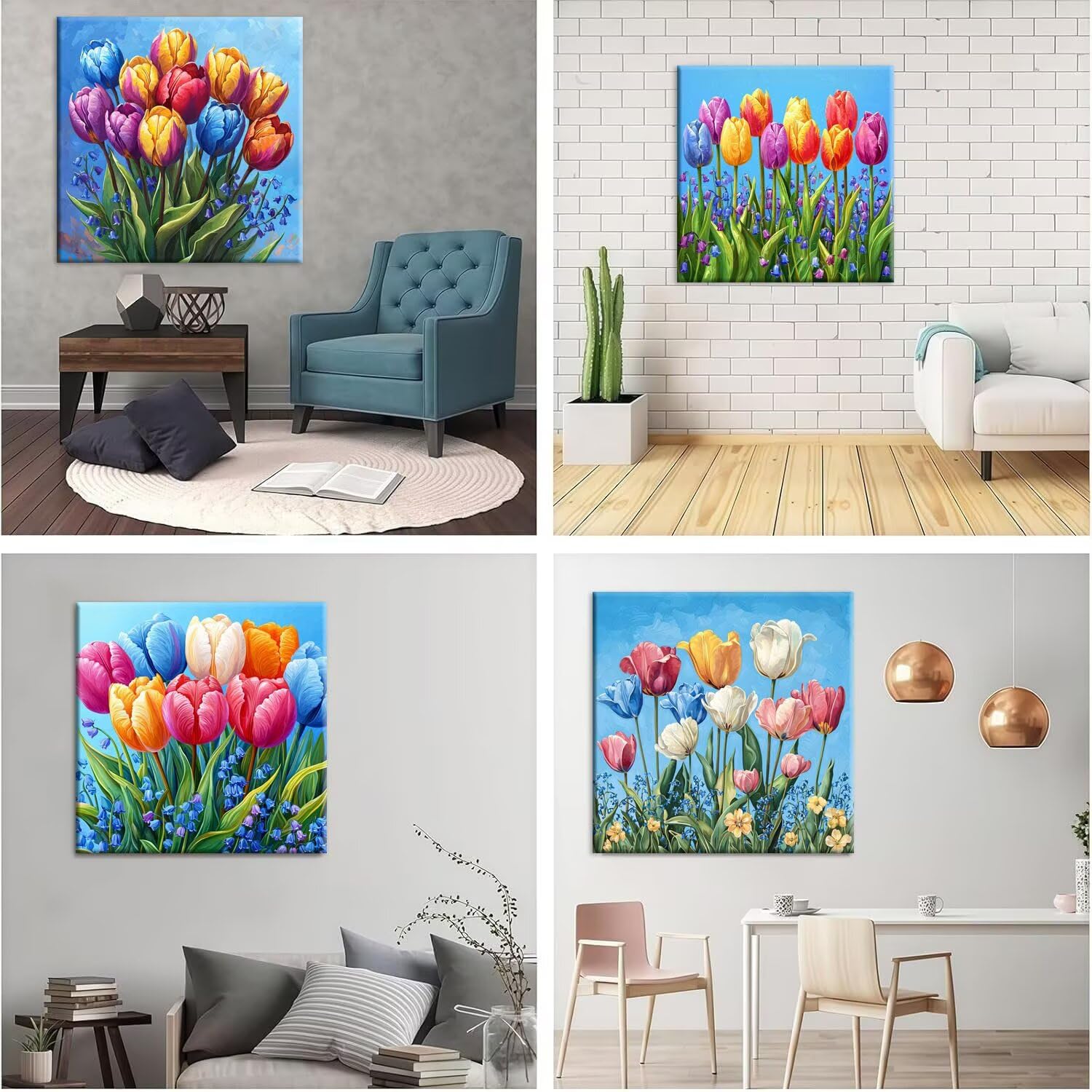 QIANLUOO Flores de tulipanes 5D Kits de Pintura de Diamantes 35x35cm G-935