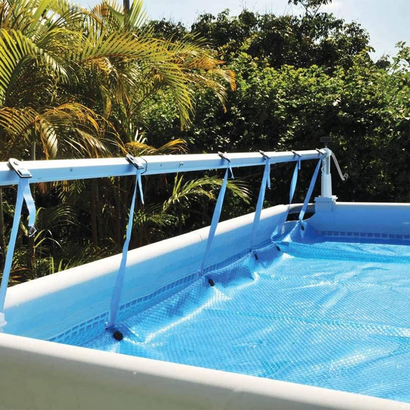 PISCINEO Enrouleur Piscine Hors Sol pour bâche à Bulles Solaris II, Blanc