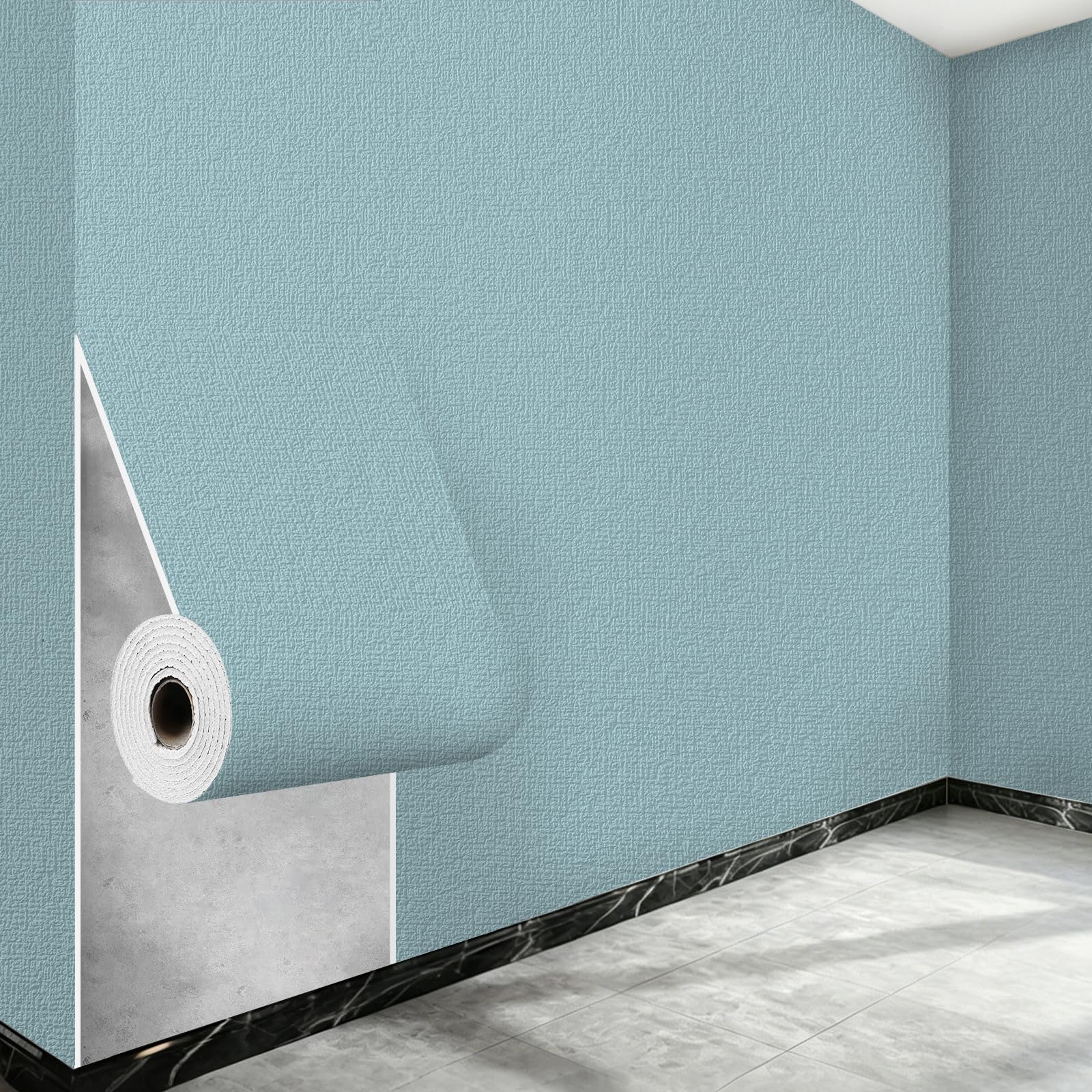 Anttyscar 4Roll Blue Thicken Self Adhesive Wallpaper 3D Thermal Insulating Peel and Stick Wallpaper Thermal Insulating Wall Panels Stick On Wall Covering Kitchen Removable Furniture Sticker — image 1