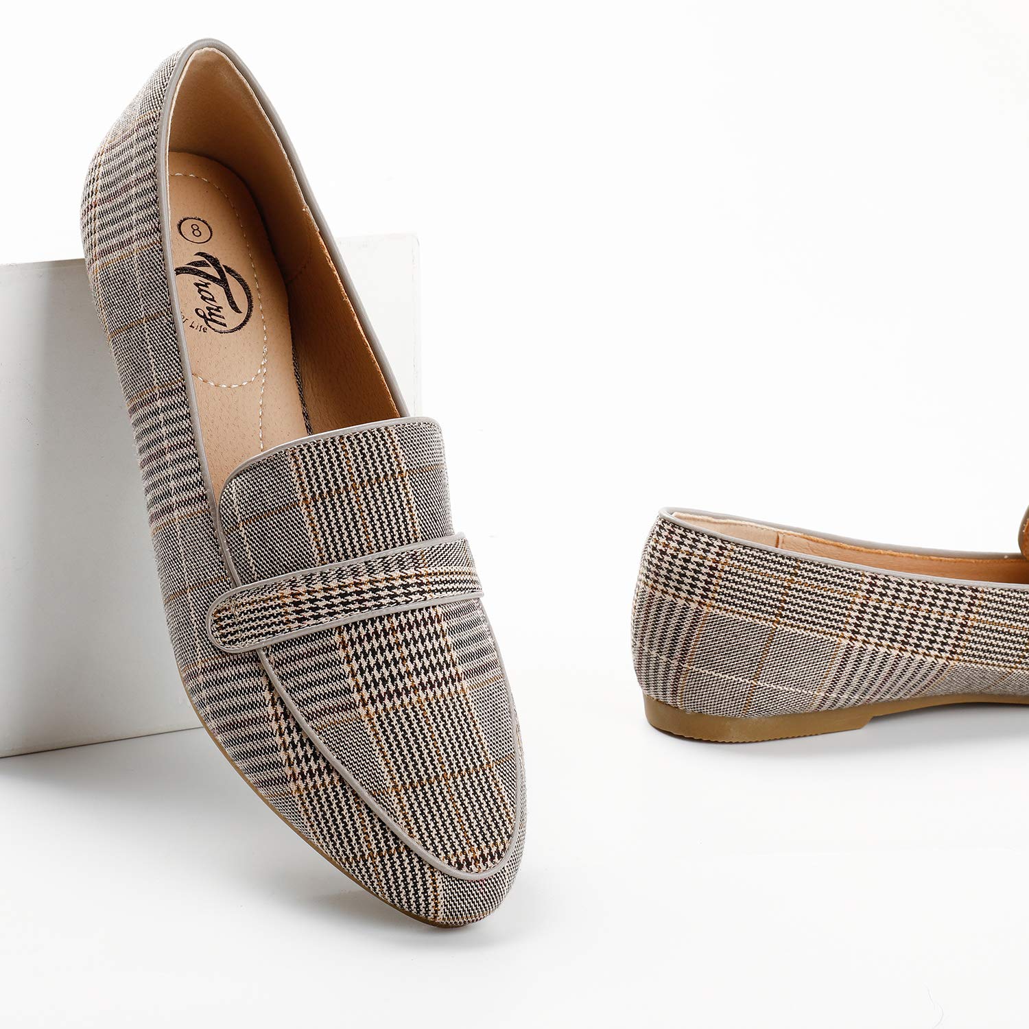 Trary Loafers for Women Penny Pointed Toe Flats Office Walking Driving Wedding Dress Classic Comfortable Soft for Ladies