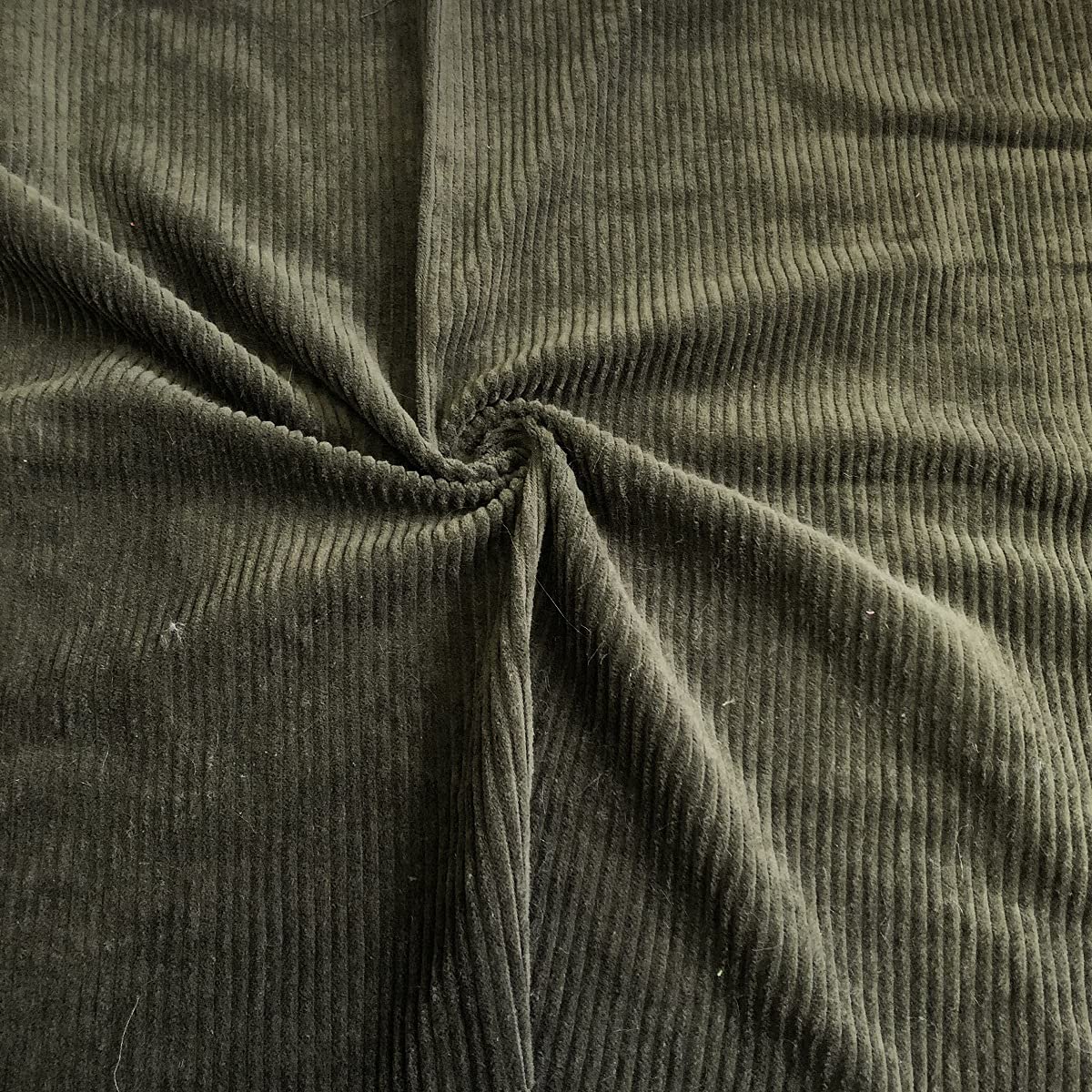 Crs Fur Fabrics Olive Washed Jumbo Cord 4.5 Wale Cotton Velvet Fabric Material 1Mtr 140Cmx100cm