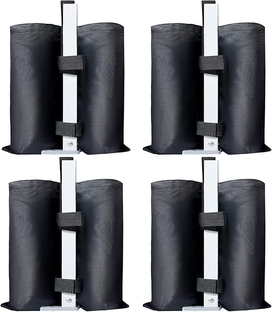 ABCCANOPY 4 Pack Gazebo Weight Bags Industrial Grade Heavy Duty Double-Stitched Sandbags,Leg Weights for Pop Up Gazebo ,Patio Umbrella, Outdoor Furniture (Black)