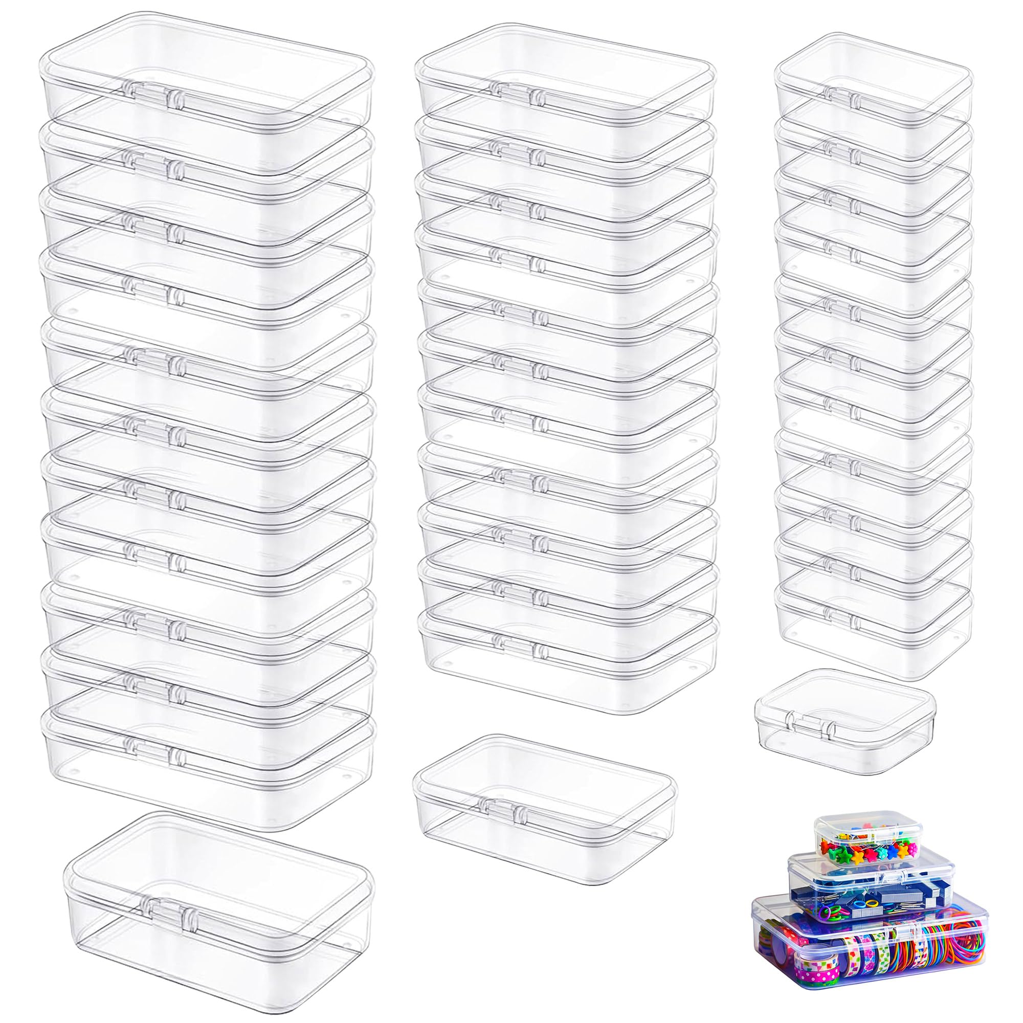 LJY 36 Plastic Boxes, 3 Sizes for Beads