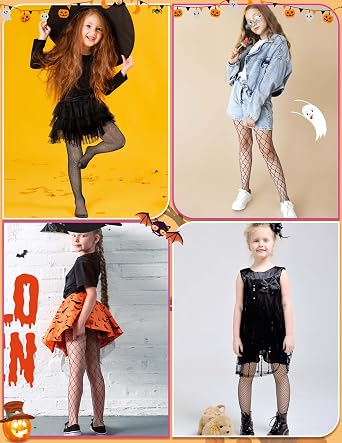 Sarfel Kids Fishnet Stockings Girls Fishnet Tights Toddler Glitter Tights Sparkle Tights for Girl Halloween Tights Rhinestone