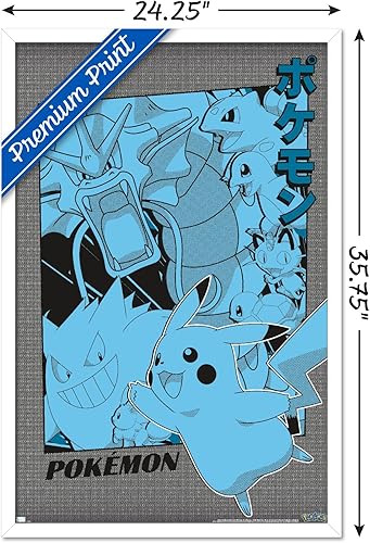 Miniatura 3 de Trends International Pokémon - Póster de pared de anime grupal, 34 pulgadas de largo x 22.4 pulgadas, versión enmarcada en blanco