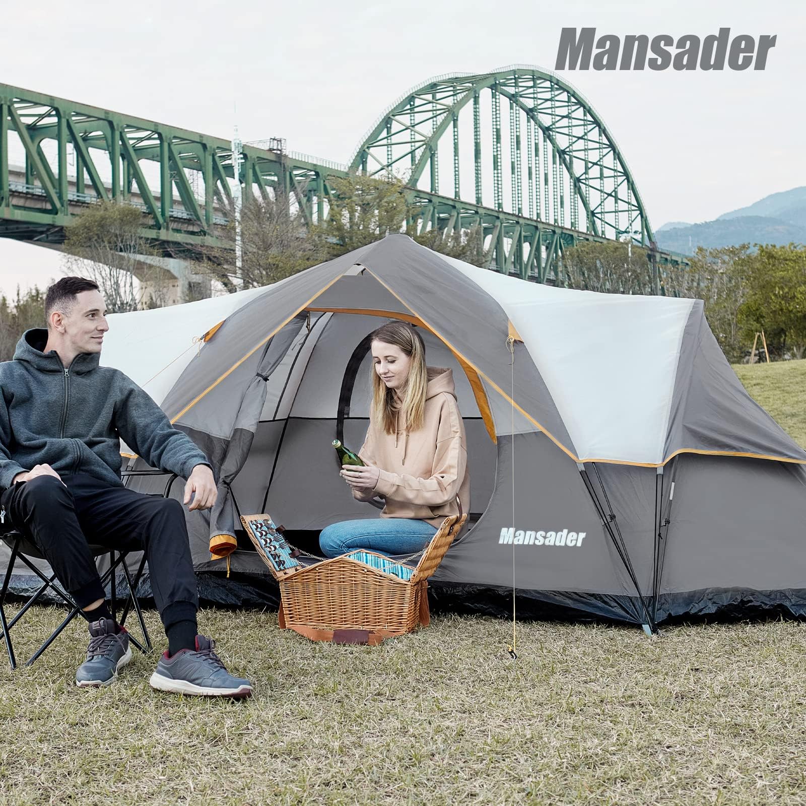 6 Person Family Camping Pop Up Tent, Waterproof Windproof with Top Rainfly, Easy Set Up Tent for Outdoor Camping Hiking Travel