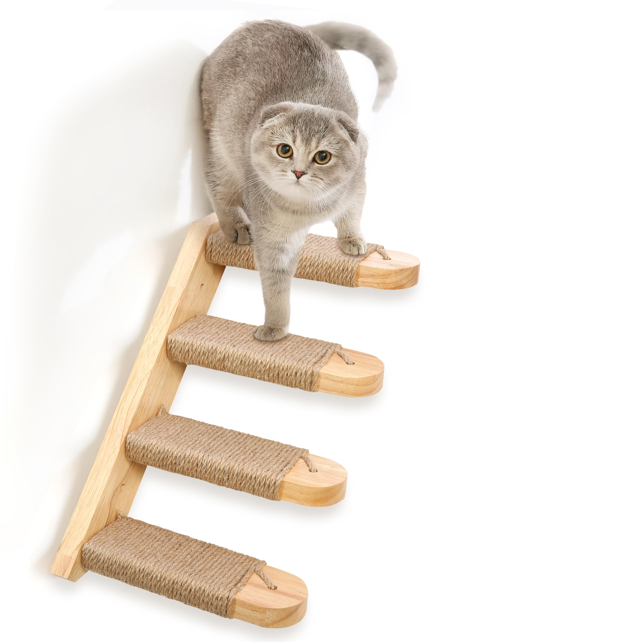 Home Footprint - Escalera para Gatos Reversible - Trepador para Gatos - Rascador de Pared para Gatos Grandes y Pequeño - Escalera de Madera con Juguete Rascador - Gimnasio Gatos