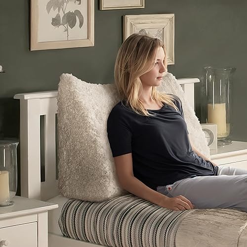 Miniatura 7 de Almohada de cuña para cama - Almohada de lectura para dormitorio, soporte de espalda mientras está sentado en la cama, almohada lumbar ergonómica