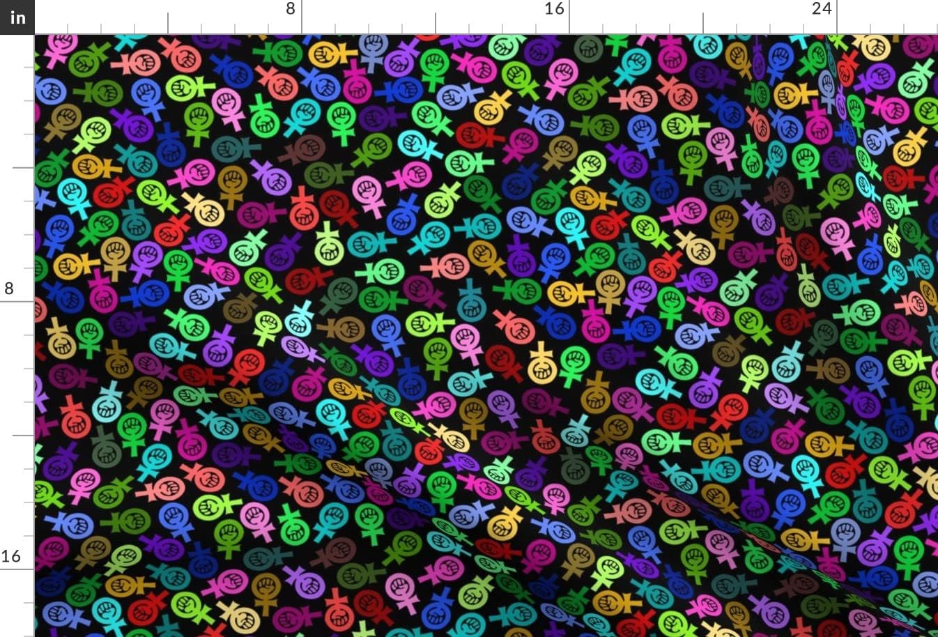 Spoonflower Fabric - Black Rainbow Female Symbol Feminist Girl Women Lady Woman Printed on Upholstery Velvet Fabric Fat Quarter - Upholstery Home Decor Bottomweight Apparel