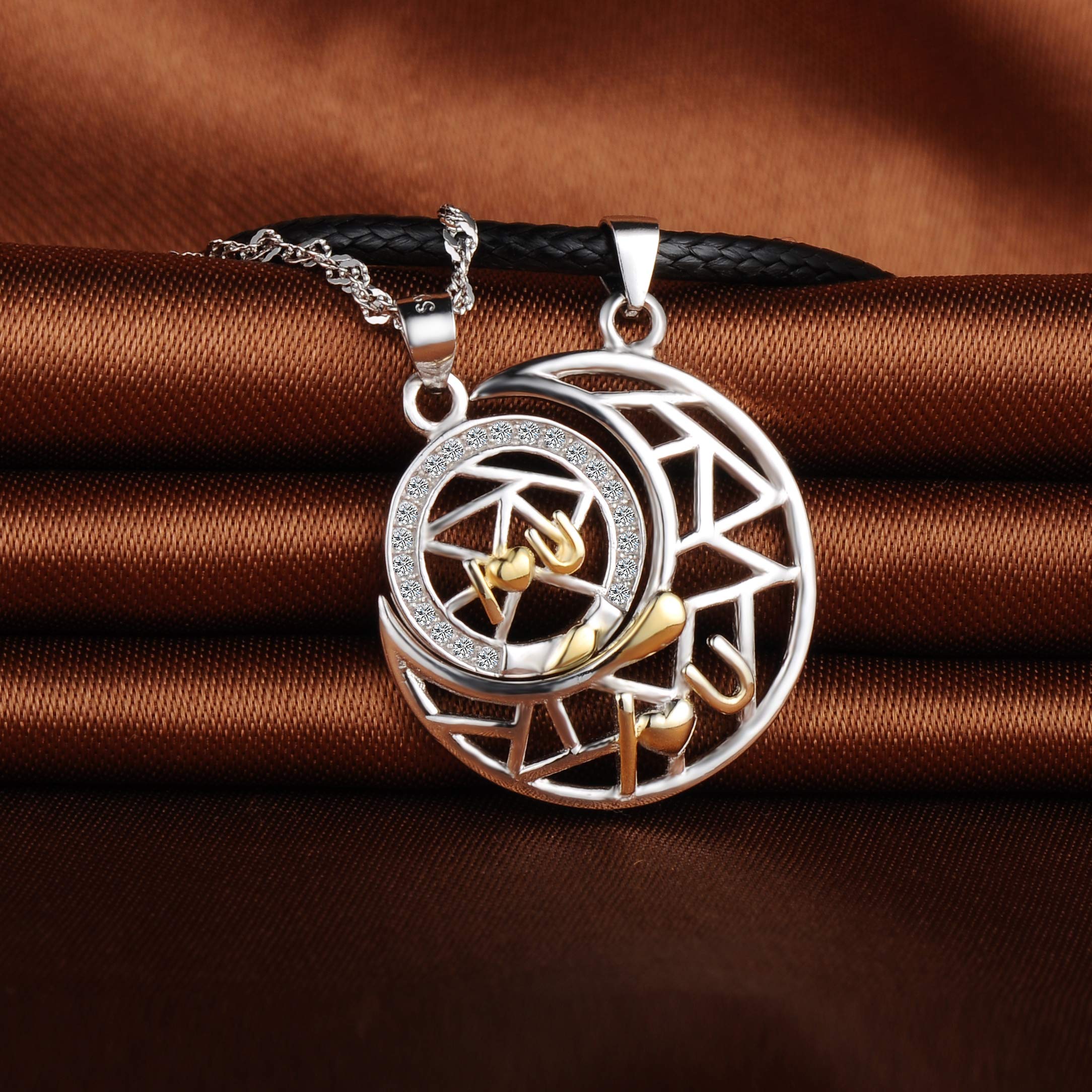 Unendlich U“I U" Liebe Motiv Partner-Ketten 925 Sterling Silber Anhänger Herren/Damen/Paar Halskette Geschenk für Liebste