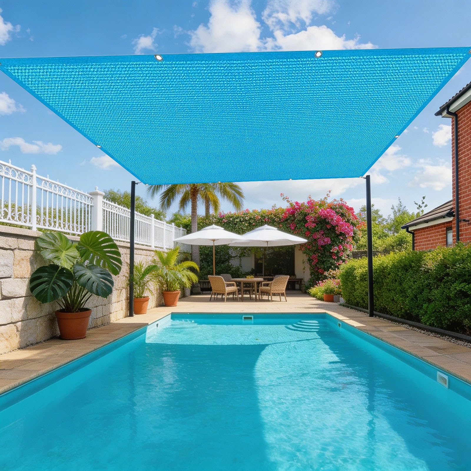 Voile d'ombrage 0.5x1.9m bleu ciel en HDPE respirant pour balcon